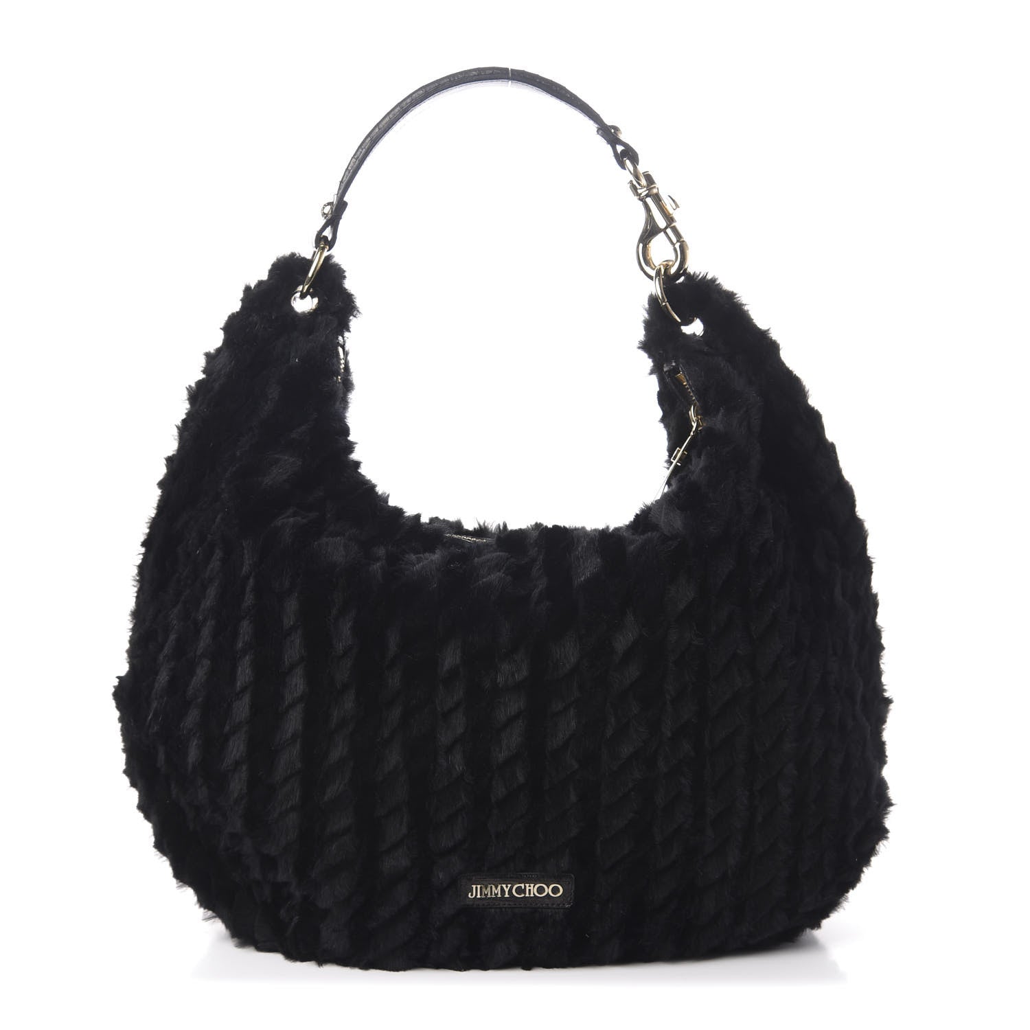Jimmy Choo Rabbit Fur Solar Hobo Black 1 of 9