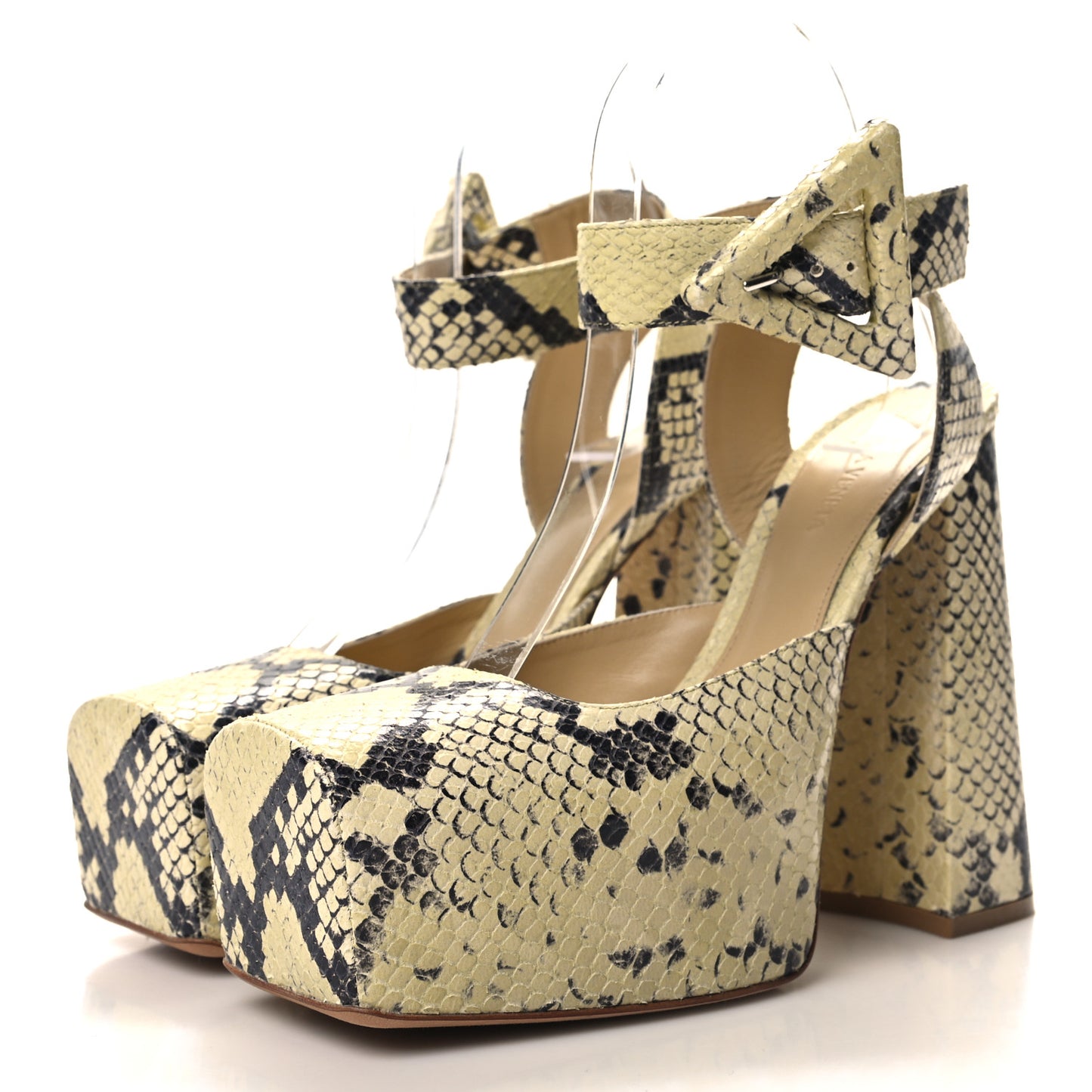 Faded Goatskin Python Printed Tower 40/140mm Platform Pumps 37 Kiwi Black