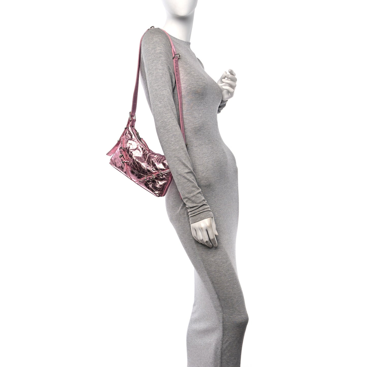 Metallic Calfskin Mini Voyou Bag Silk Pink
