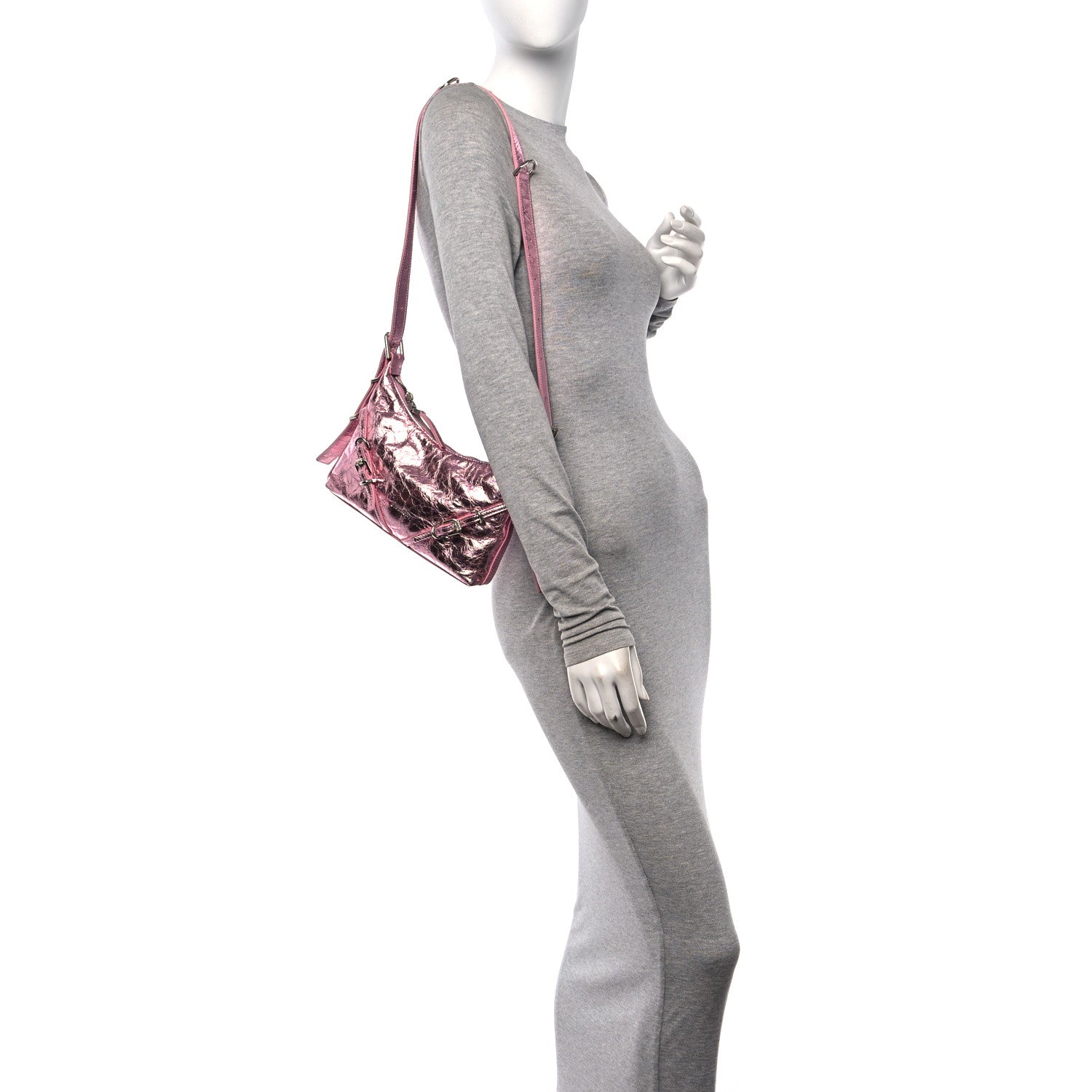 Givenchy Metallic Calfskin Mini Voyou Bag Silk Pink 2 of 9