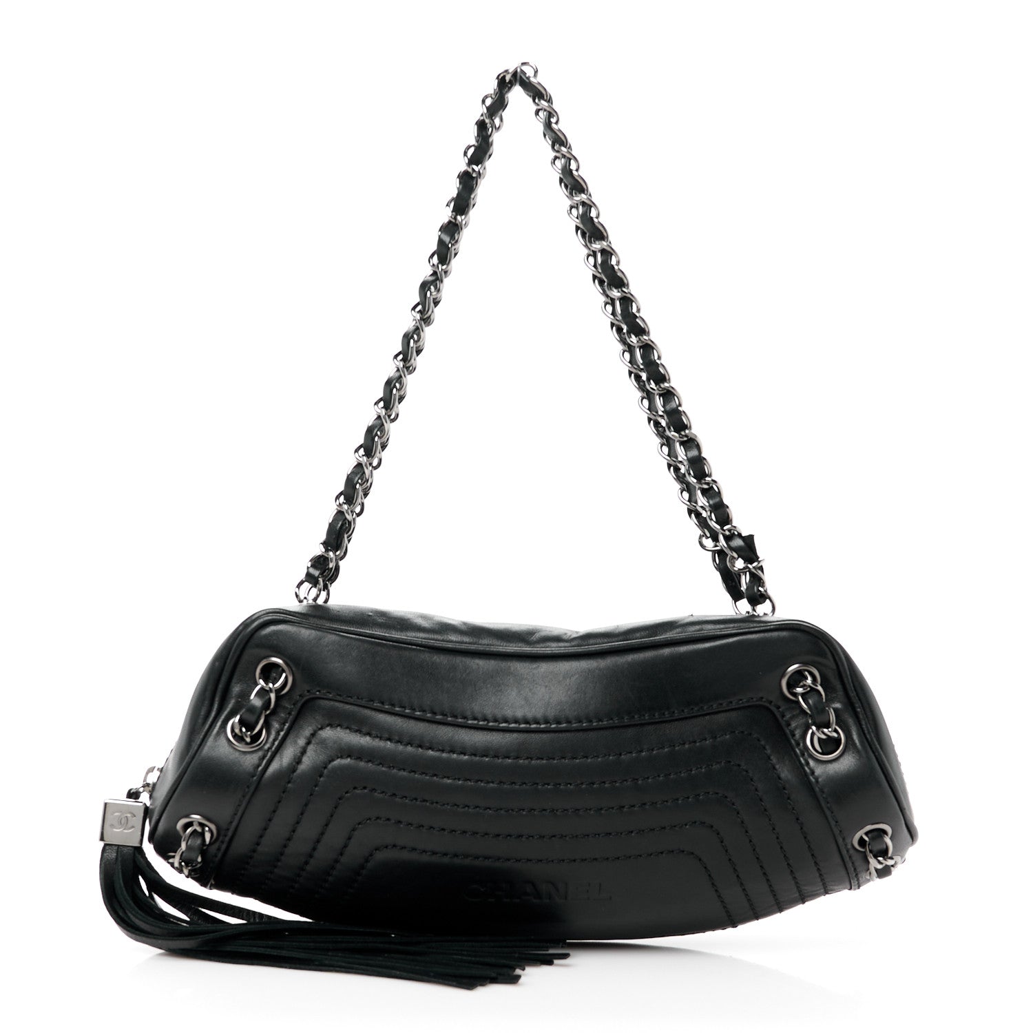 Chanel Lambskin Lax Small Tassel Shoulder Bag Black 1 of 10