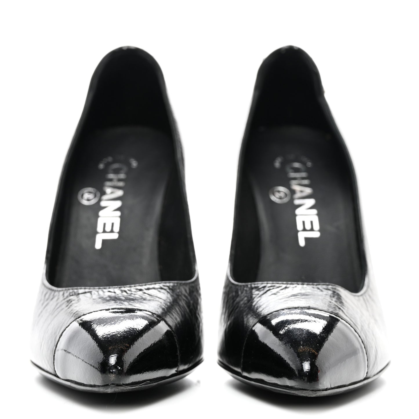 Crumpled Calfskin Knotted Heel Cap Toe Pumps 35 Black