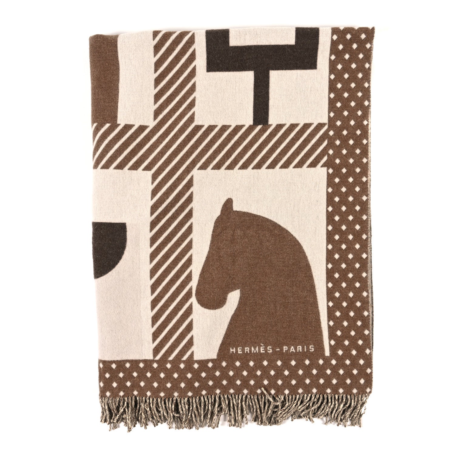 Hermes Wool Cashmere Les Objets du Faubourg Blanket Cisal Coquillage 1 of 3