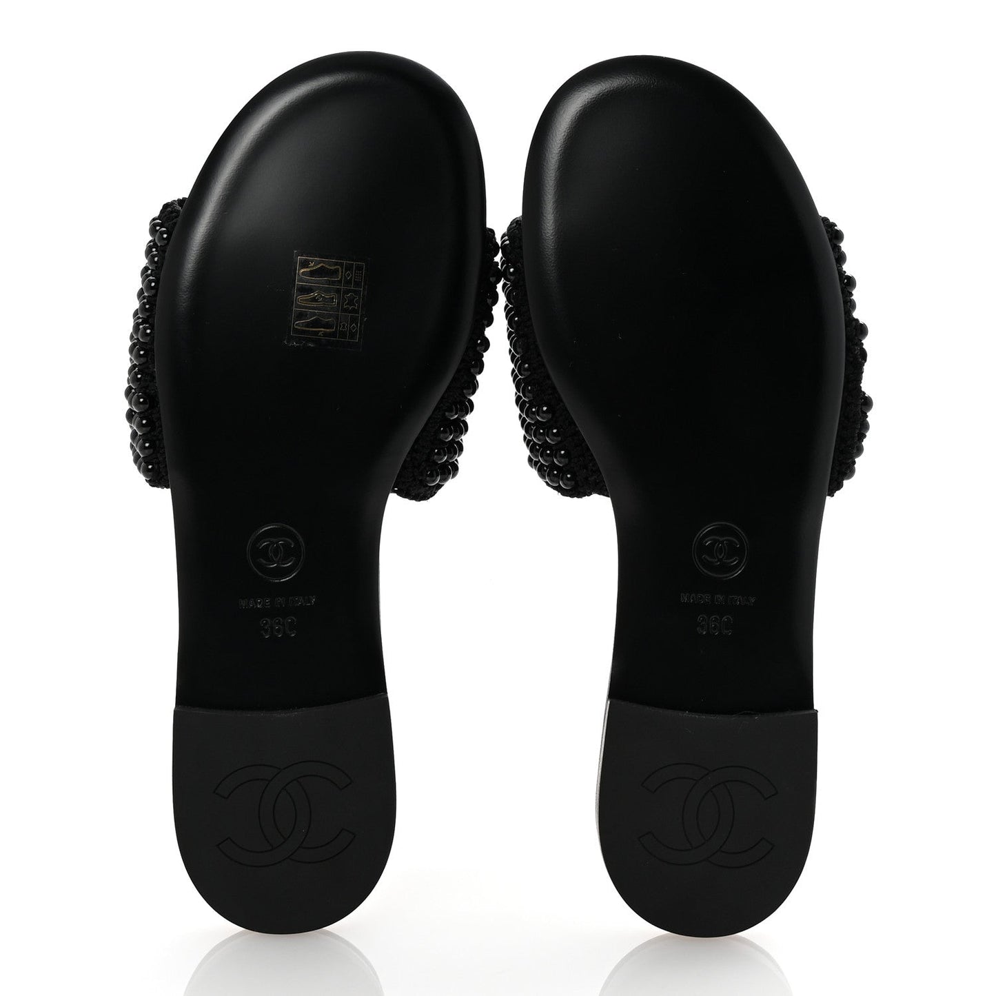 Pearl Crystal CC Mules Sandals 36 Black
