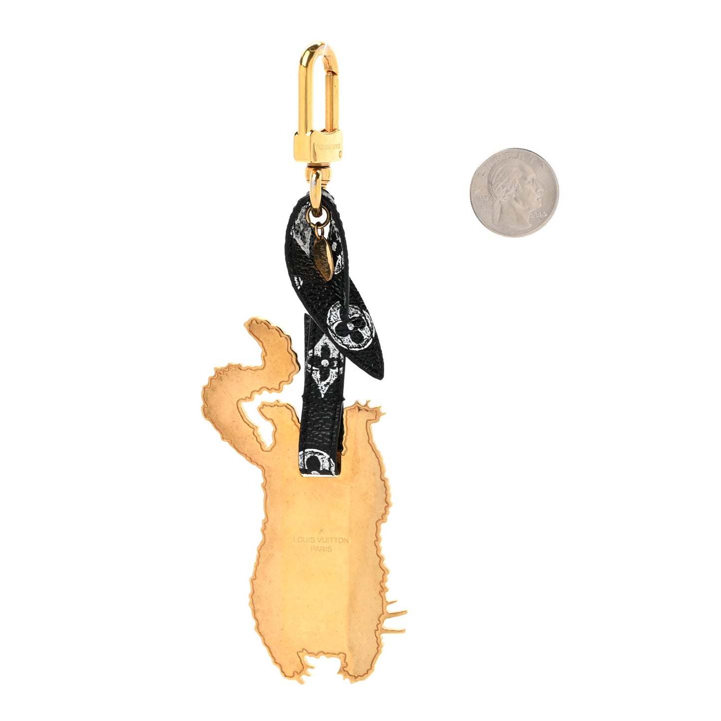 Catogram Flying Cat Bag Charm Key Holder Gold Black