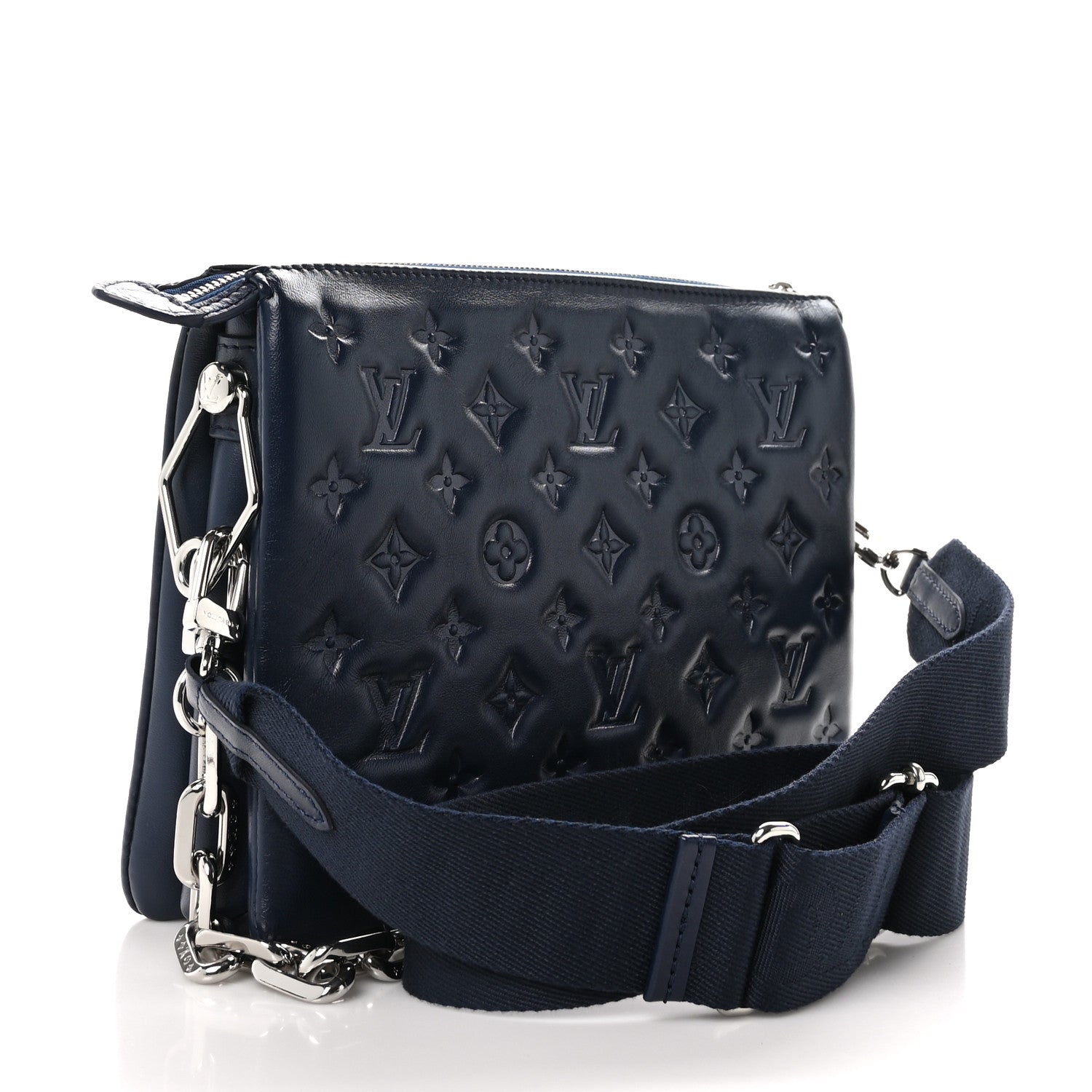 Louis Vuitton Lambskin Embossed Monogram Coussin PM Navy 3 of 11