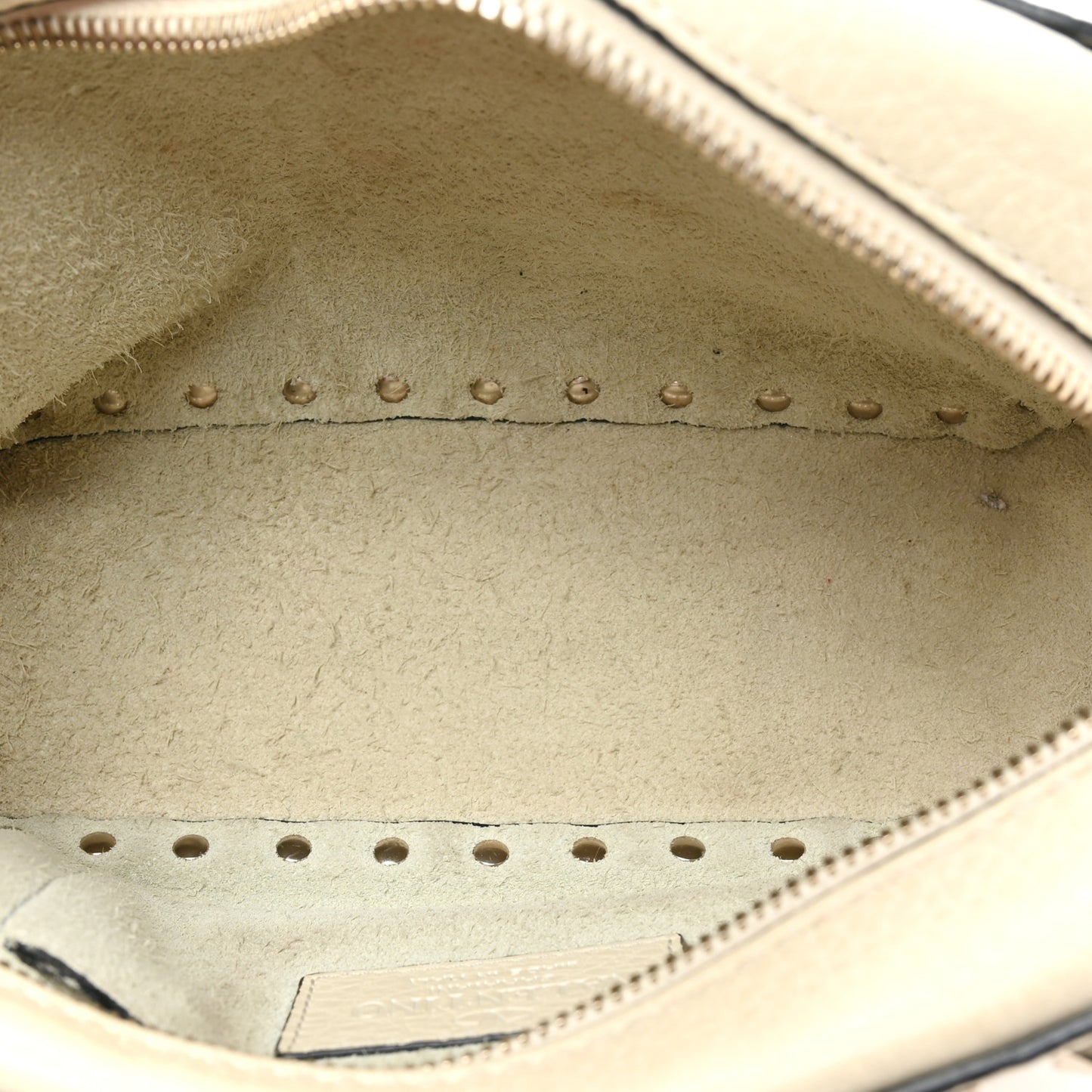 Grained Calfskin Rockstud Camera Crossbody Bag Ivory