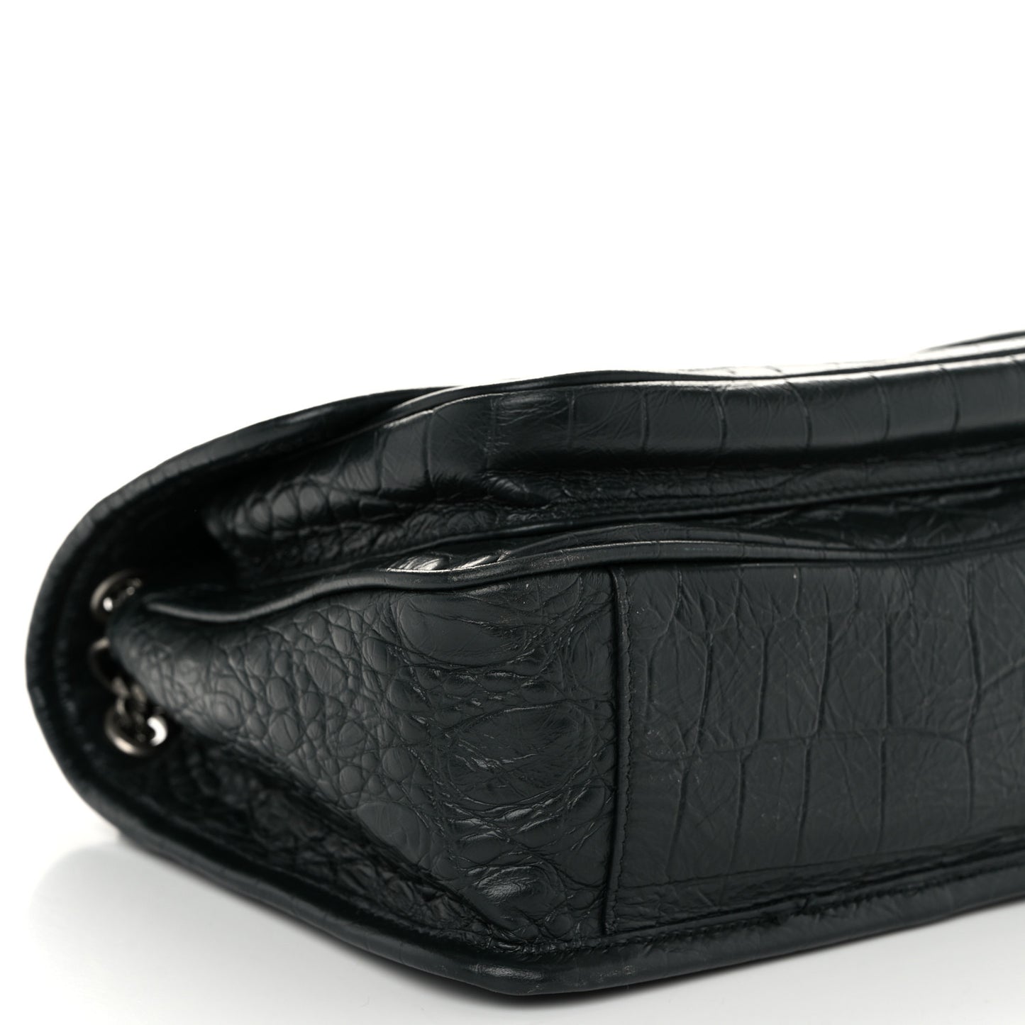 Calfskin Crocodile Embossed Matelasse Monogram Baby Niki Chain Satchel Algea