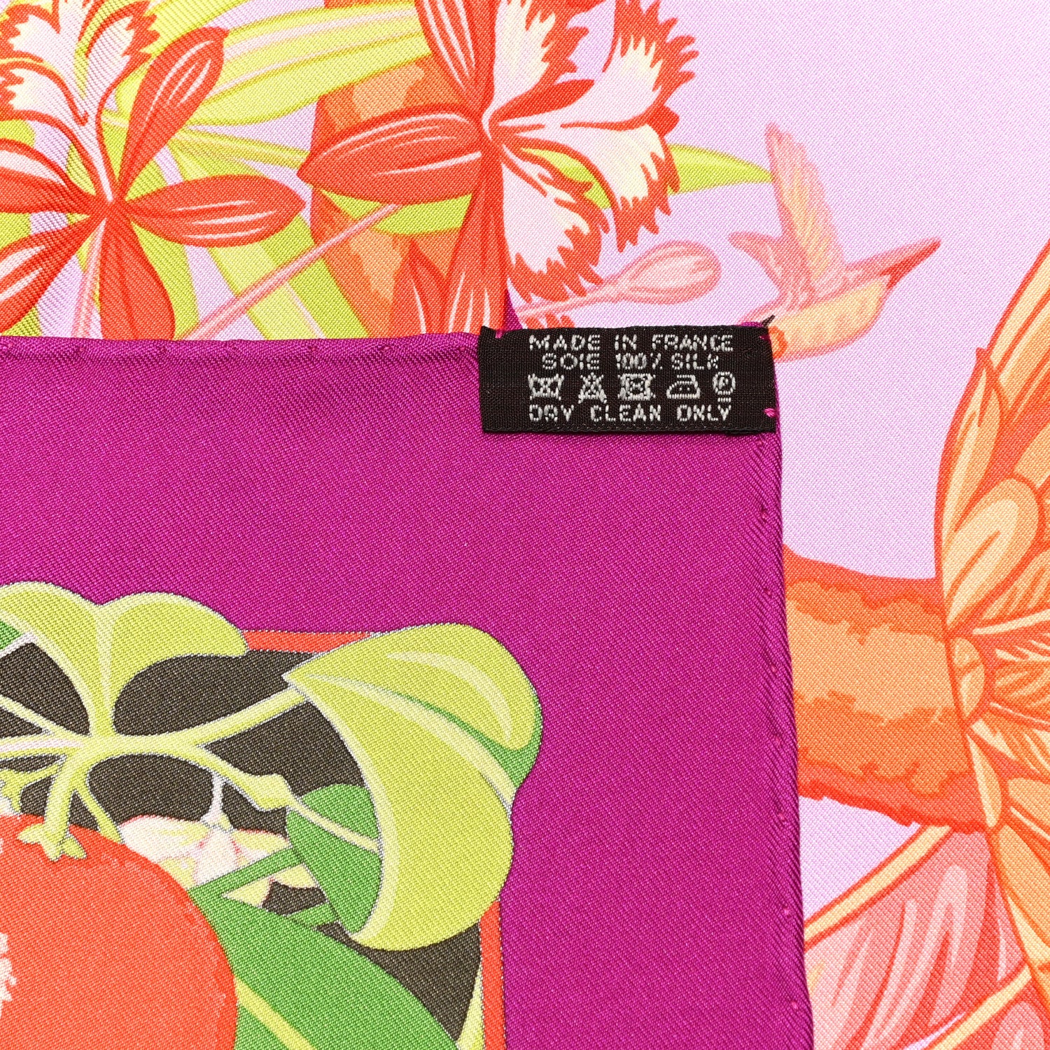 Hermes Silk Flamingo Party Scarf 90 Bougainvillier Mauve Vert 2 of 6