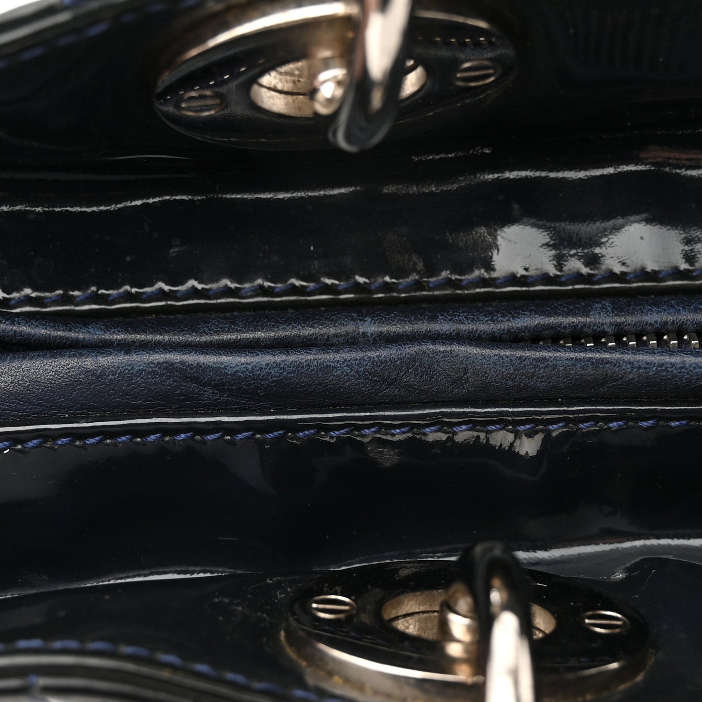 Patent Cannage Large Lady Dior Navy Blue