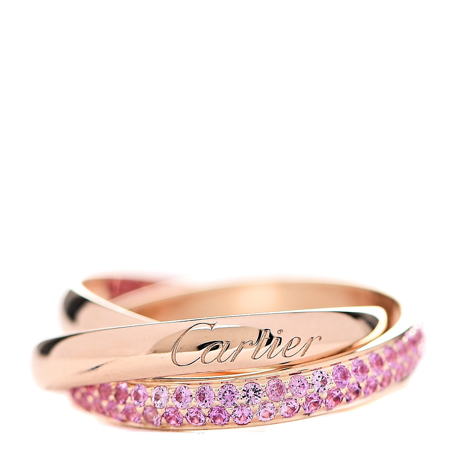 Cartier 18K Pink Gold Pink Sapphire Trinity Ring 49 4.75 1 of 4