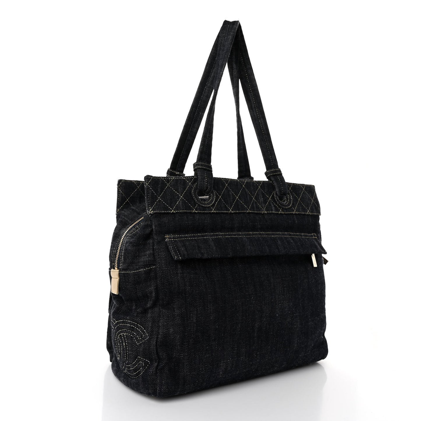 Denim CC Double Pocket Shoulder Bag