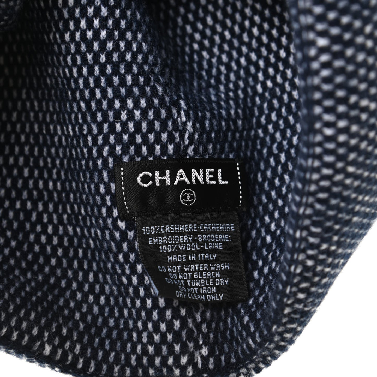 Cashmere Wool CC Beanie Hat Navy