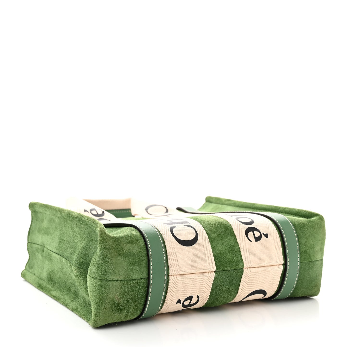 Suede Calfskin Small Woody Ribbon Tote Bright Green