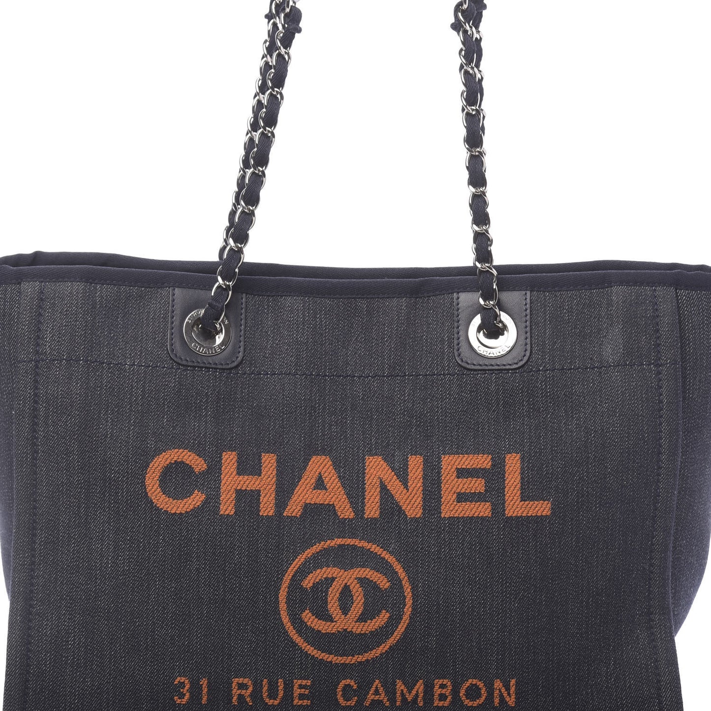 Denim Small Deauville Tote Blue Orange