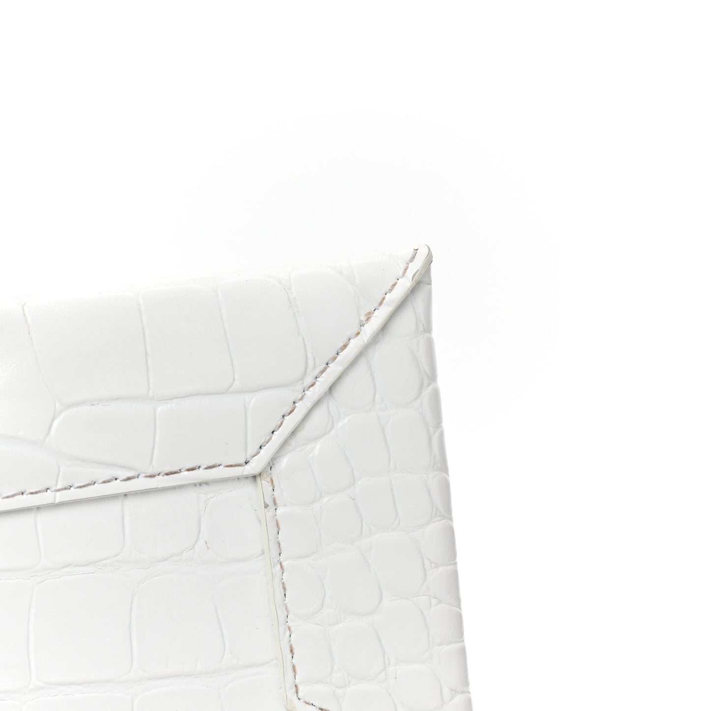 Shiny Extra Supple Calfskin Crocodile Embossed Small Triplet Bag Optic White