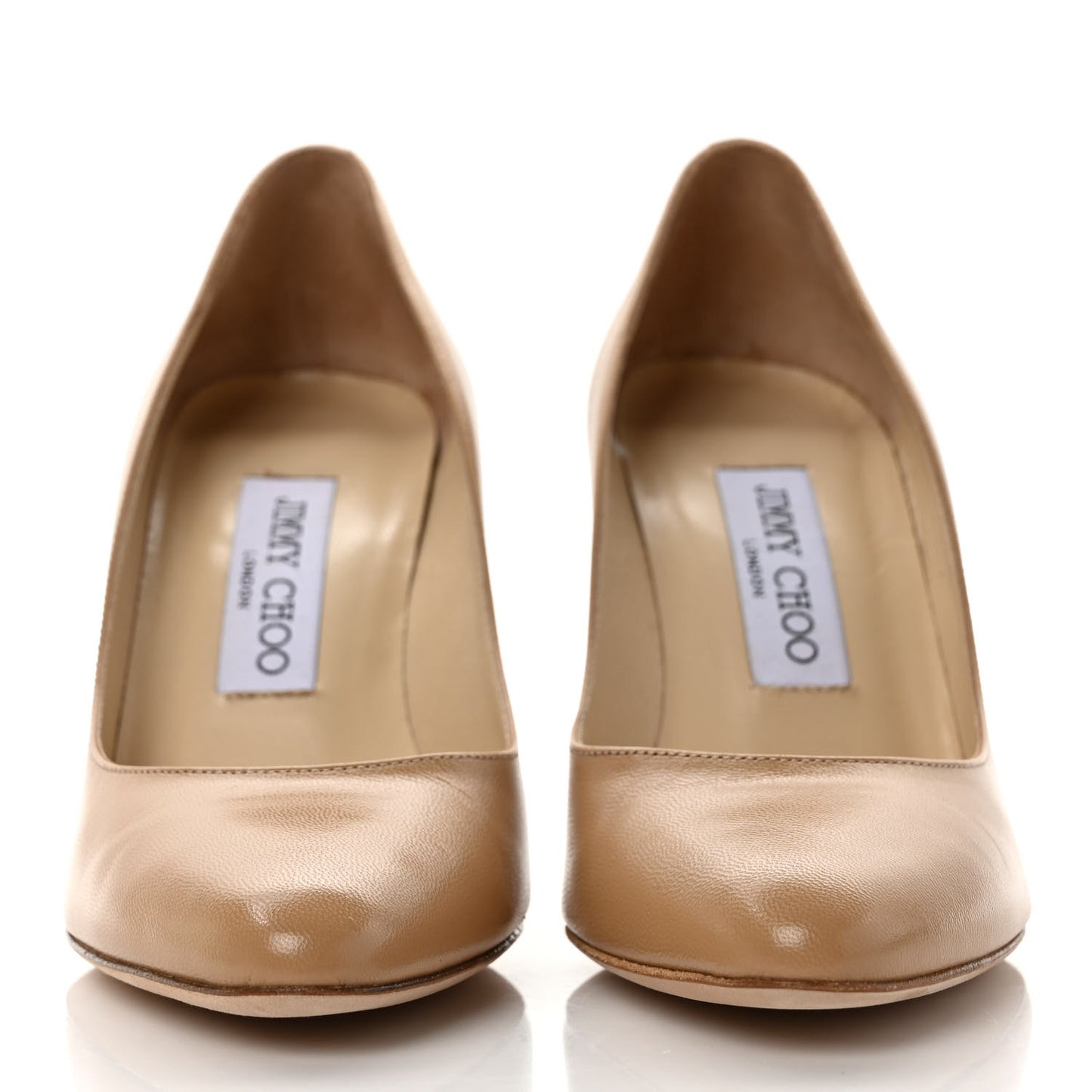 Calfskin Gilbert Round Toe Pumps 37 Nude