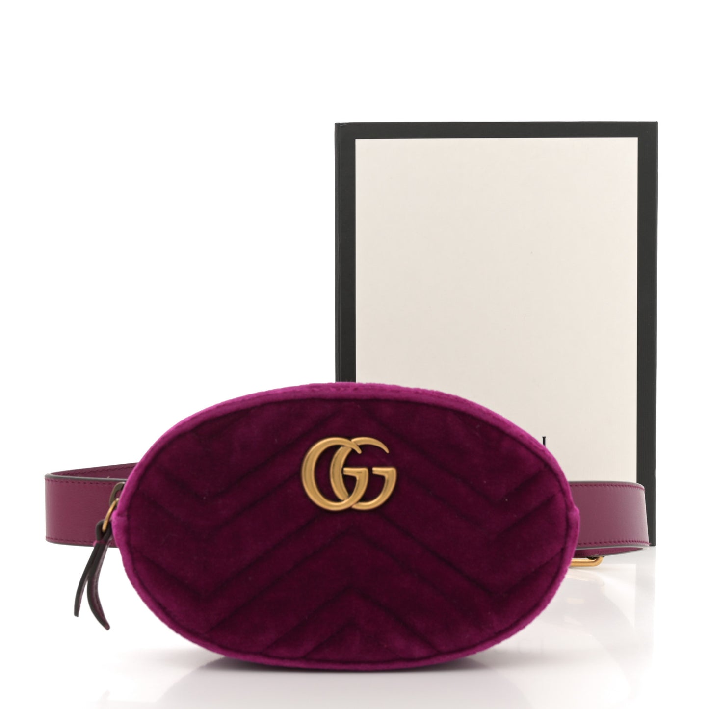 Velvet Matelasse GG Marmont Belt Bag 85 34 Fuchsia Violet Cyclamen