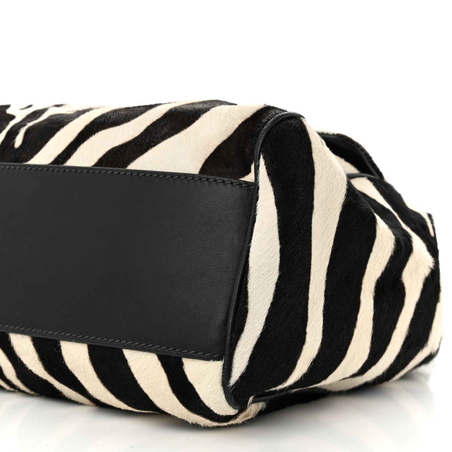 Calf Hair Zebra Print Large Miss Sicily Satchel Black White