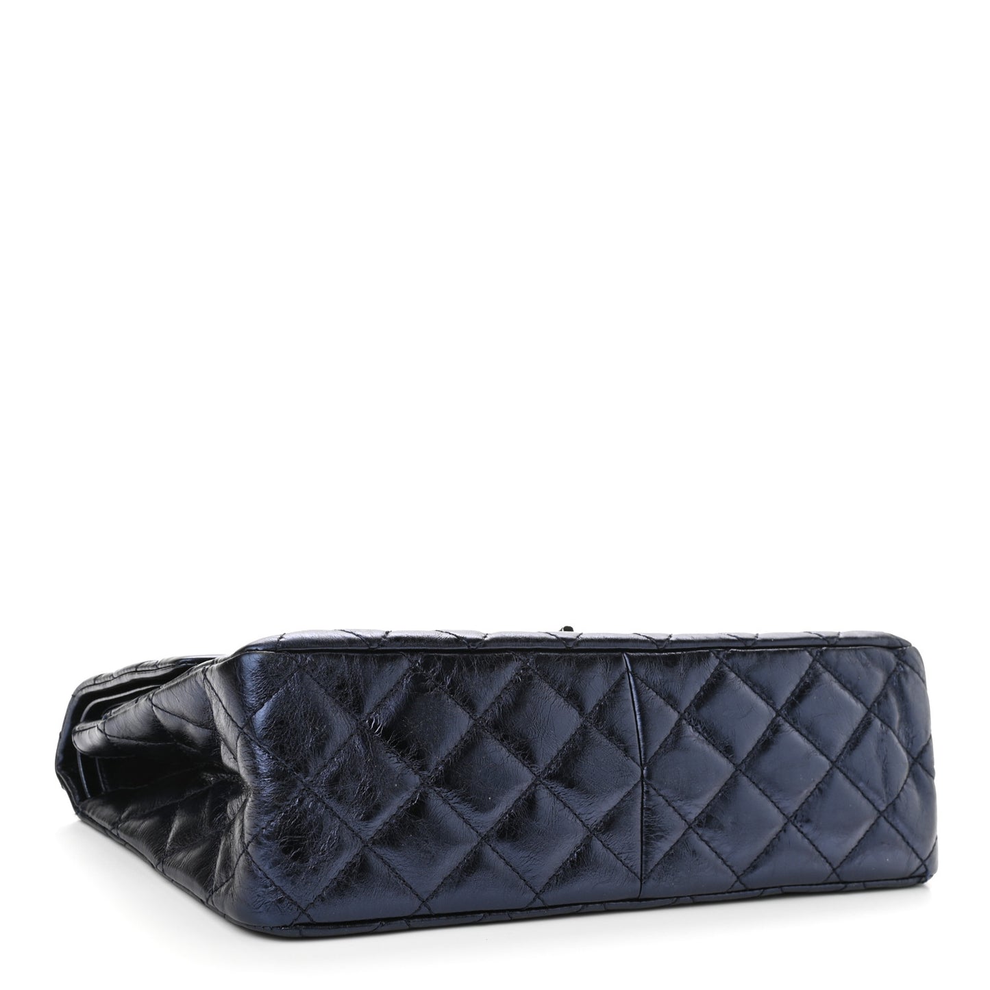 Metallic Aged Calfskin Quilted 2.55 Reissue 227 Flap Dark Navy Blue