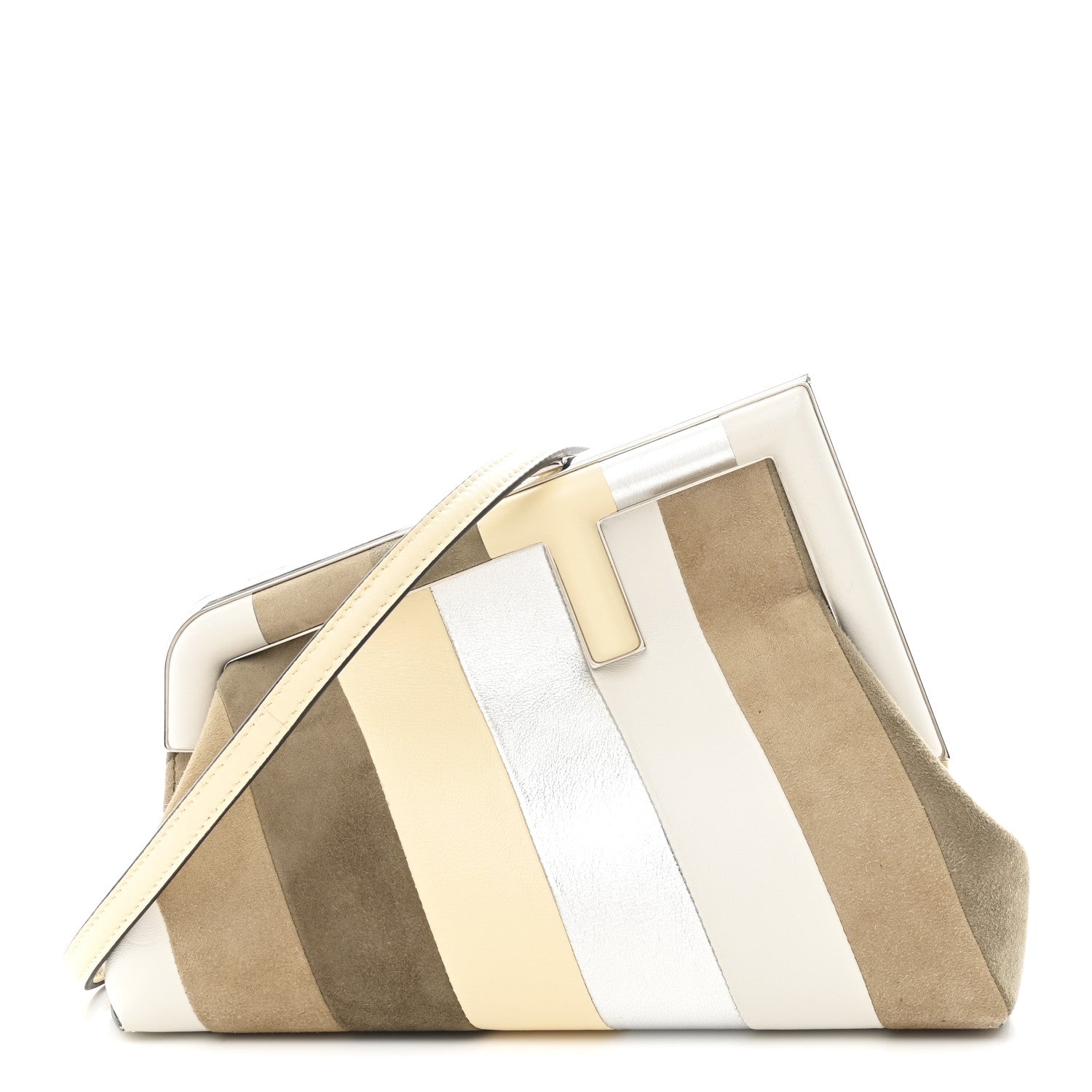 Fendi Nappa Suede Striped Inlay Small Fendi First Multicolor