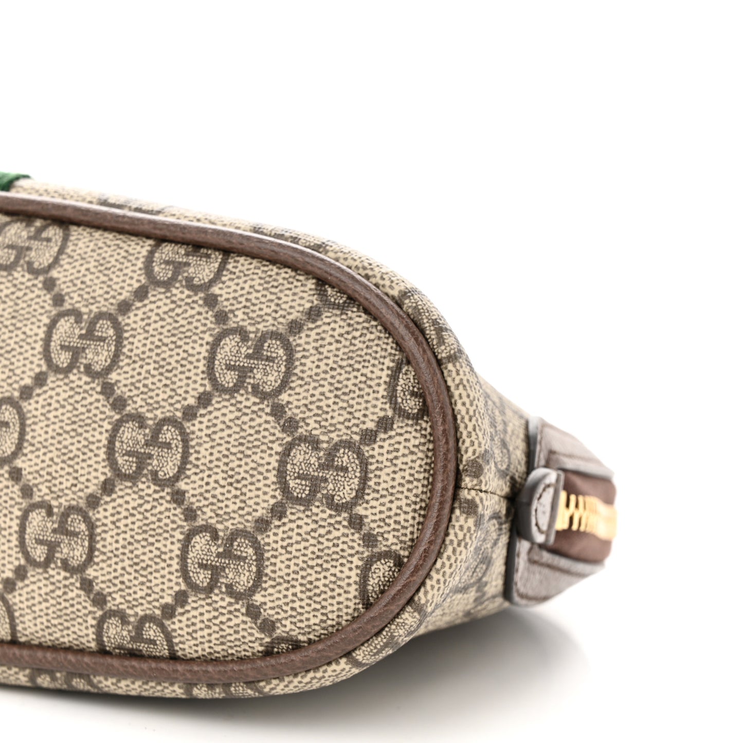 GG Supreme Monogram Textured Calfskin Web Large Ophidia Cosmetic Case Beige Ebony New Acero