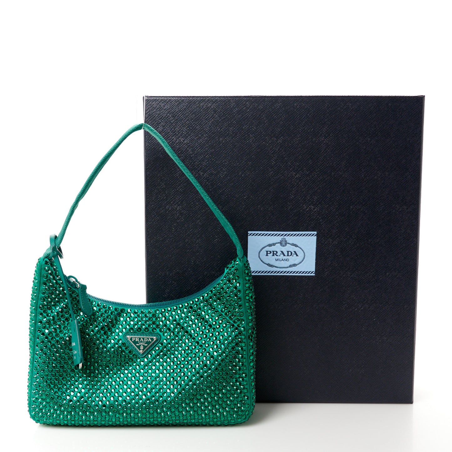 Satin Crystal Mini Re-Edition 2000 Bag Mango