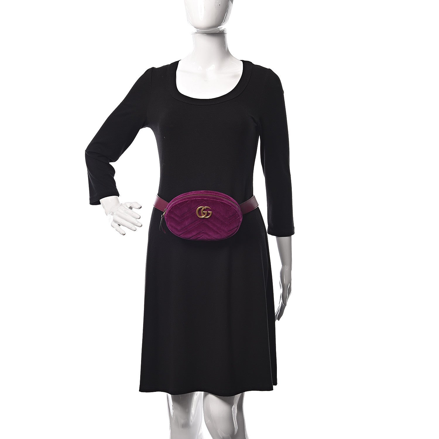 Gucci Velvet Matelasse GG Marmont Belt Bag 75 30 Fuchsia Violet Cyclamen 2 of 10