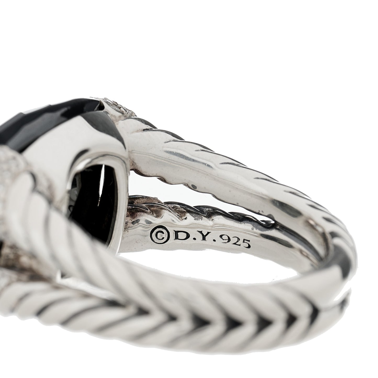 Sterling Silver Diamond Hematine Willow Ring 54 6.75