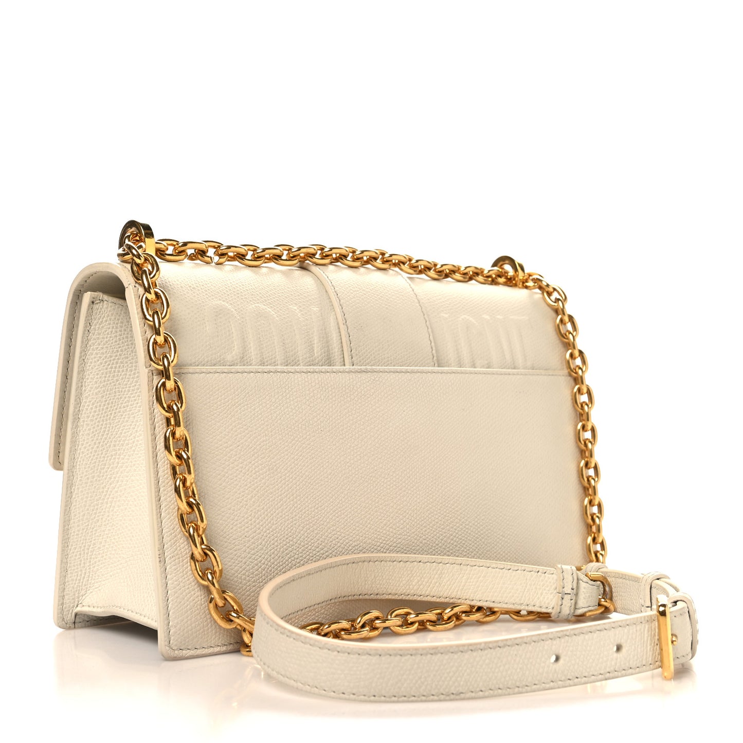 Grained Calfskin 30 Montaigne East West Chain Flap Bag Off White