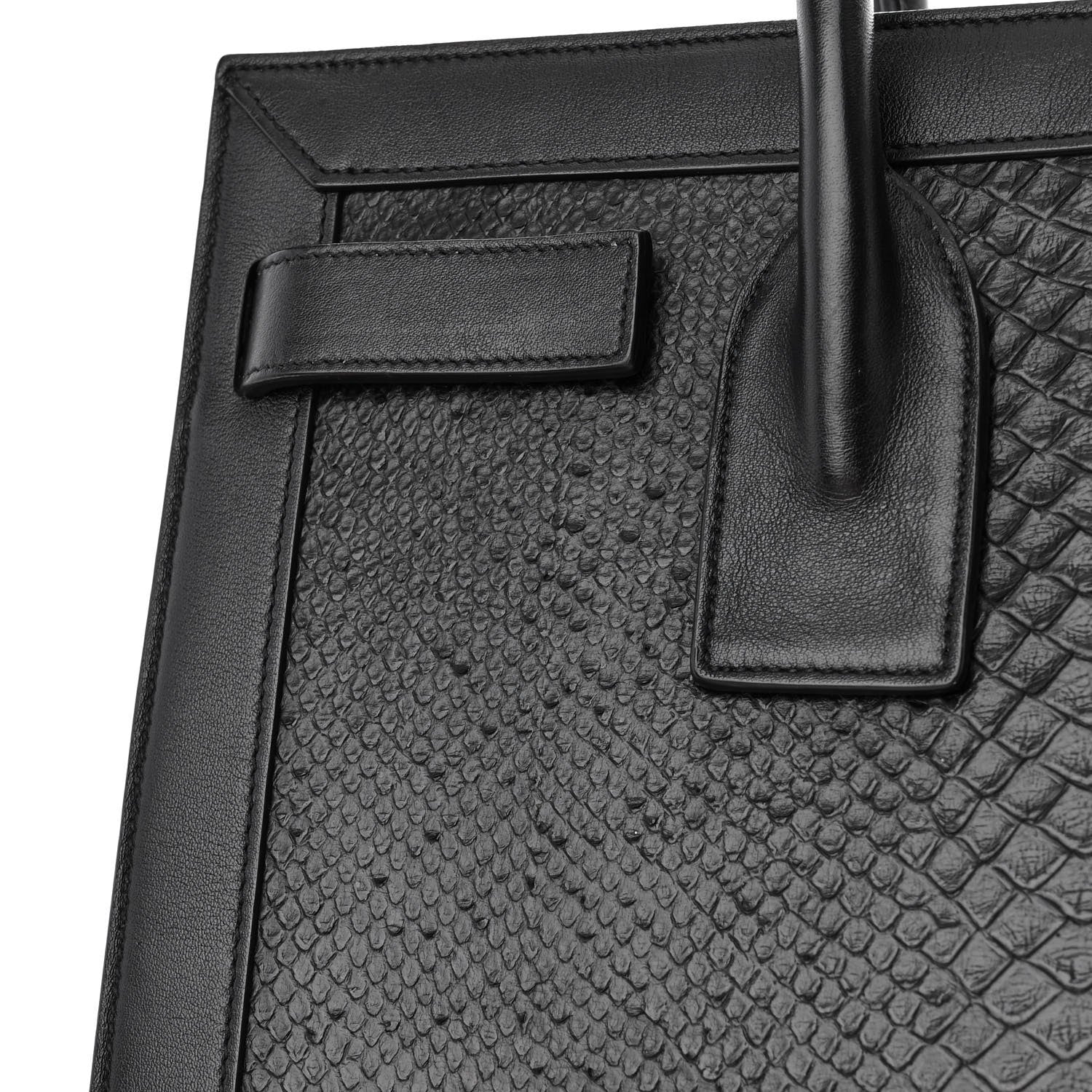 Saint Laurent Python Calfskin Embossed Small Sac de Jour Black 15 of 17