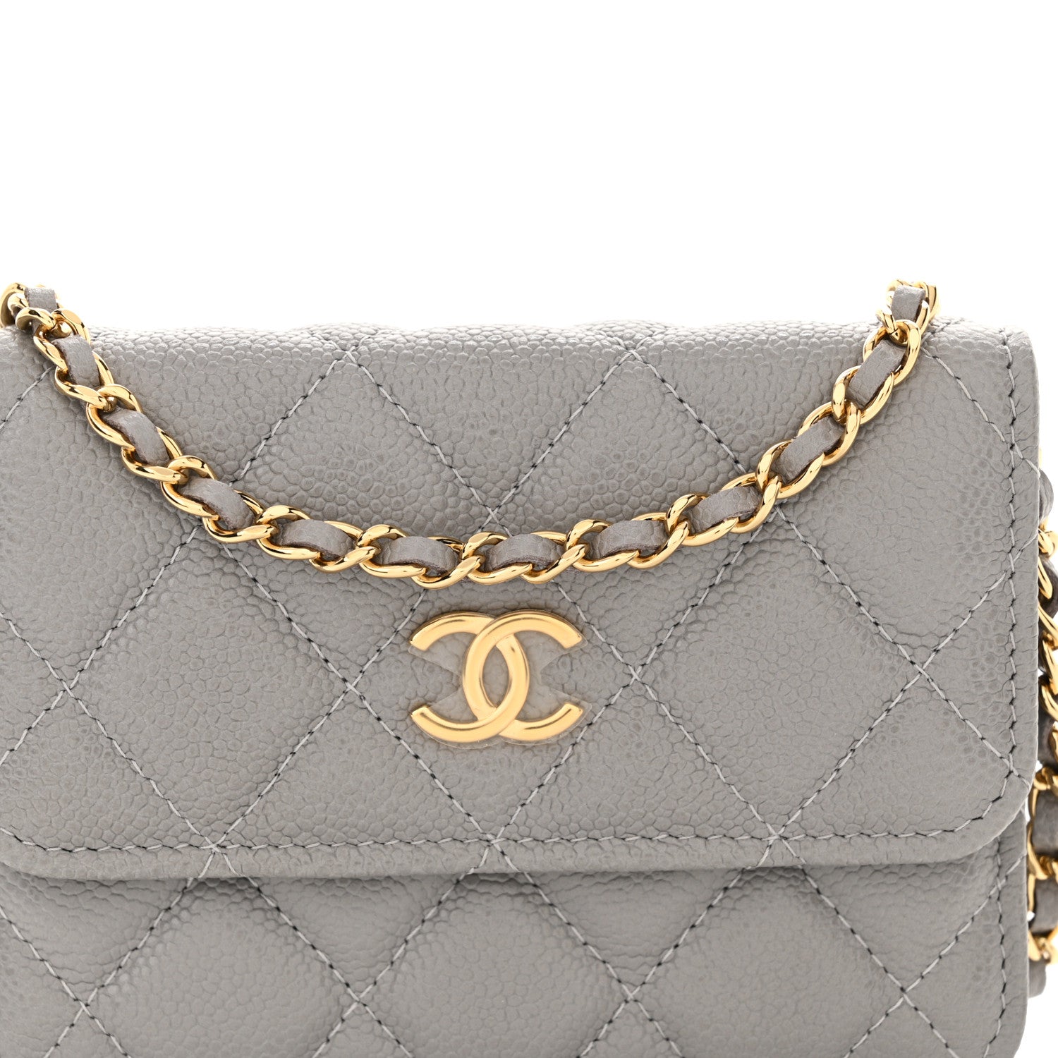 Chanel Caviar Quilted Miss Coco Clutch With Chain Grey 9 of 12