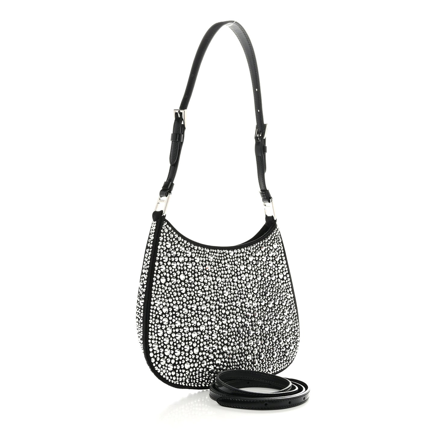 Satin Crystal Cleo Adjustable Strap Shoulder Bag Metal