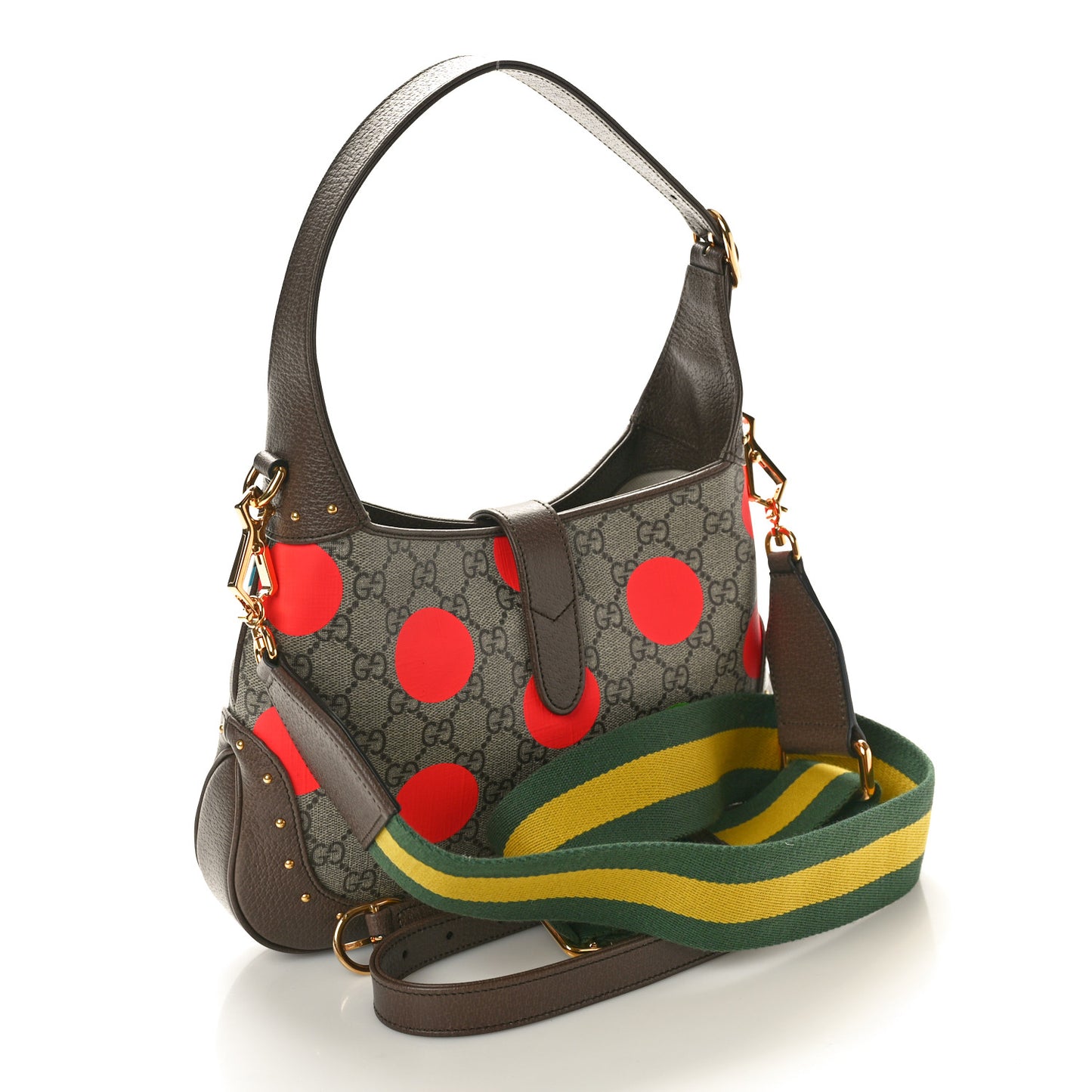 GG Supreme Monogram Geometric Textured Dollar Calfskin Web Small Jackie 1961 Hobo