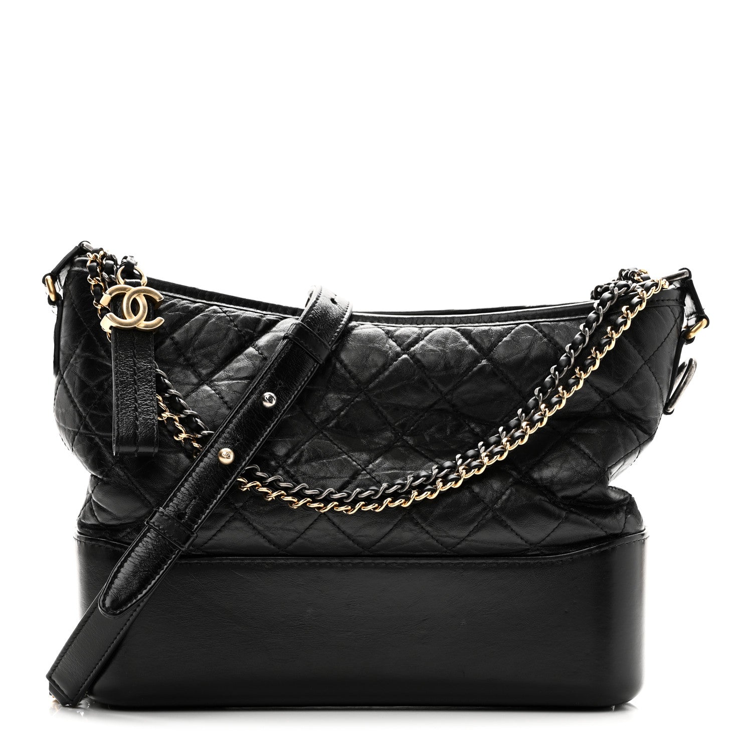 Chanel Aged Calfskin Quilted Medium Gabrielle Hobo Black 1779348
