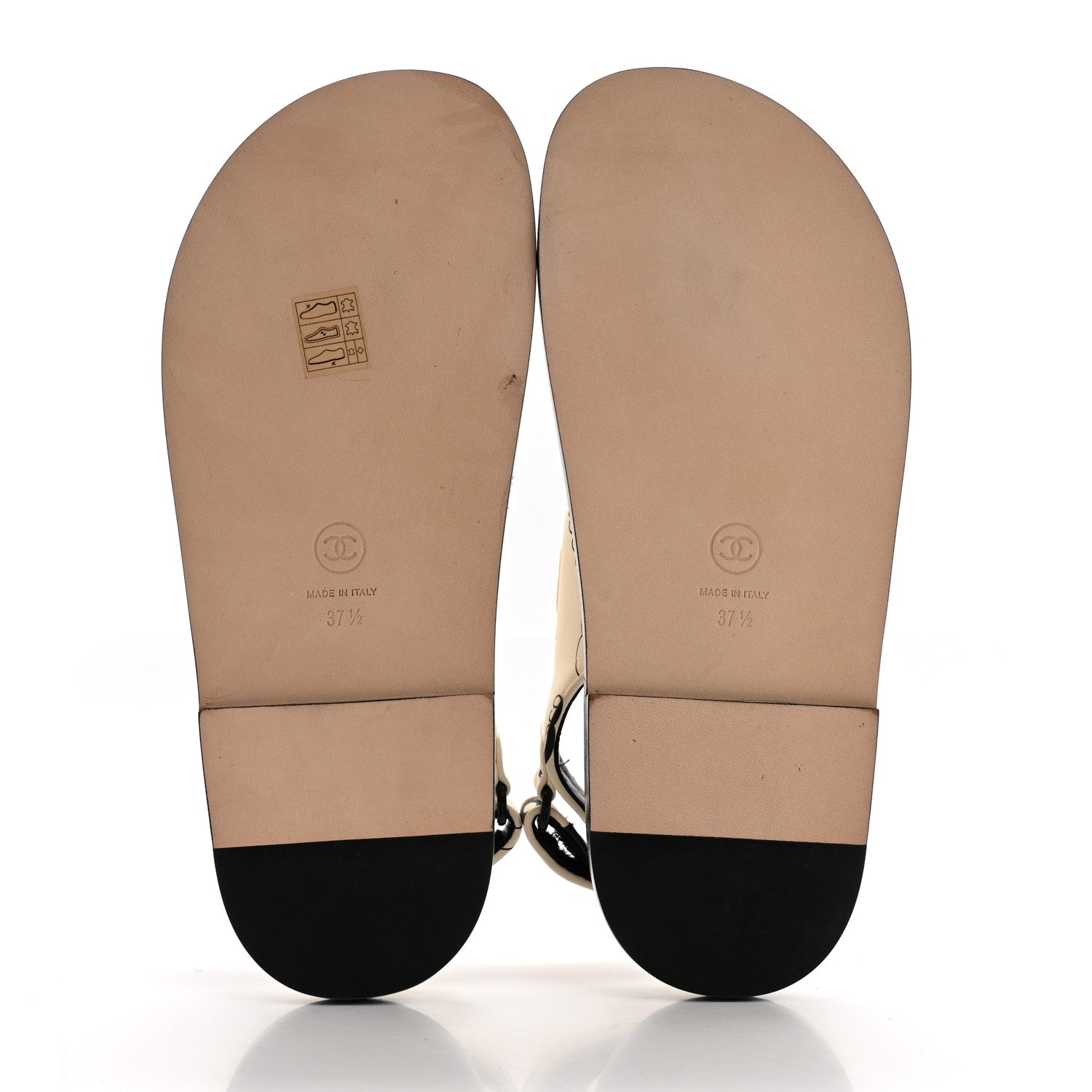 Chanel Lambskin Printed CC Velcro Dad Sandals 37.5 White Black 5 of 9