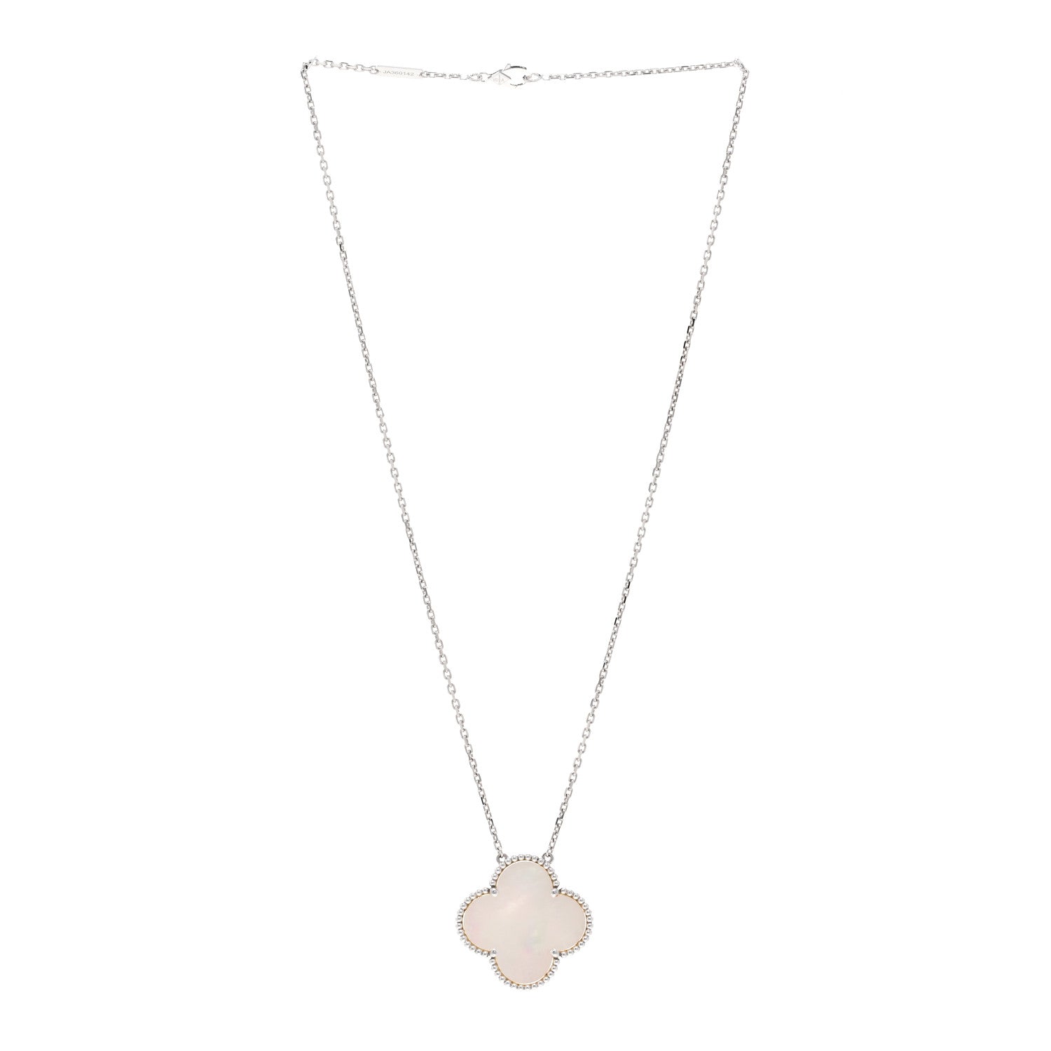 Van Cleef & Arpels 18K White Gold Mother of Pearl Magic Alhambra Pendant Necklace 3 of 5
