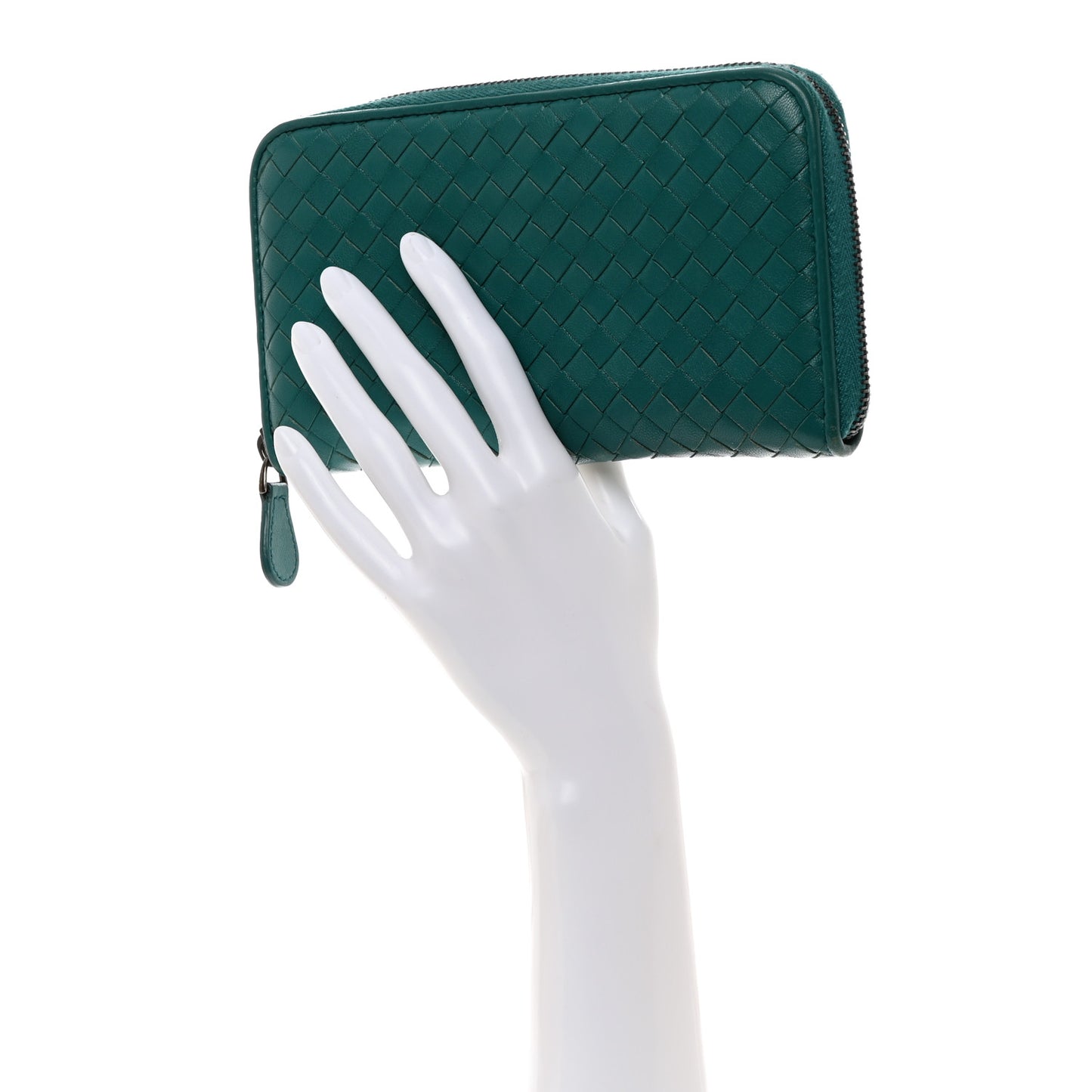 Nappa Intrecciato Zip Around Wallet Mallard