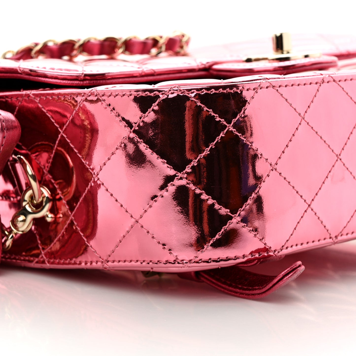 Mirror Calfskin Metallic Calfskin Quilted Hollywood Boulevard Backpack With Coin Purse Pink