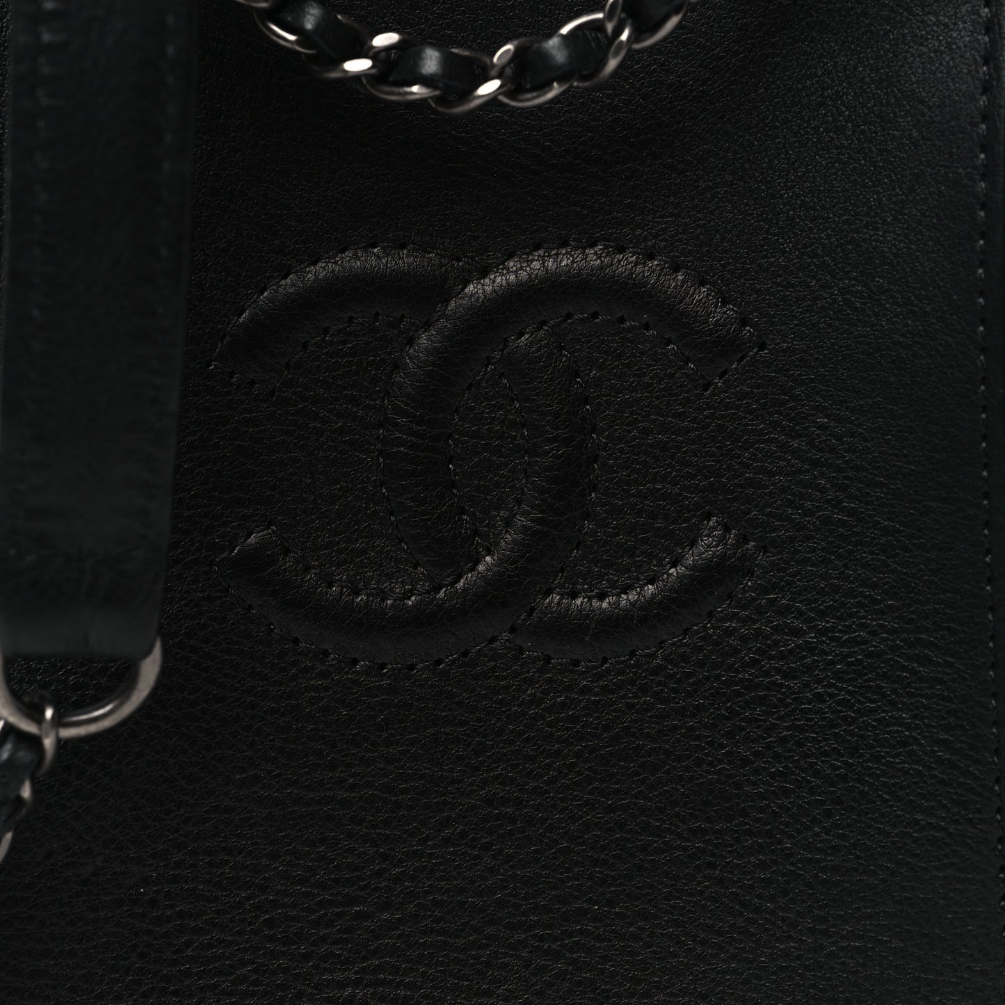 Calfskin CC Phone Holder Crossbody Black