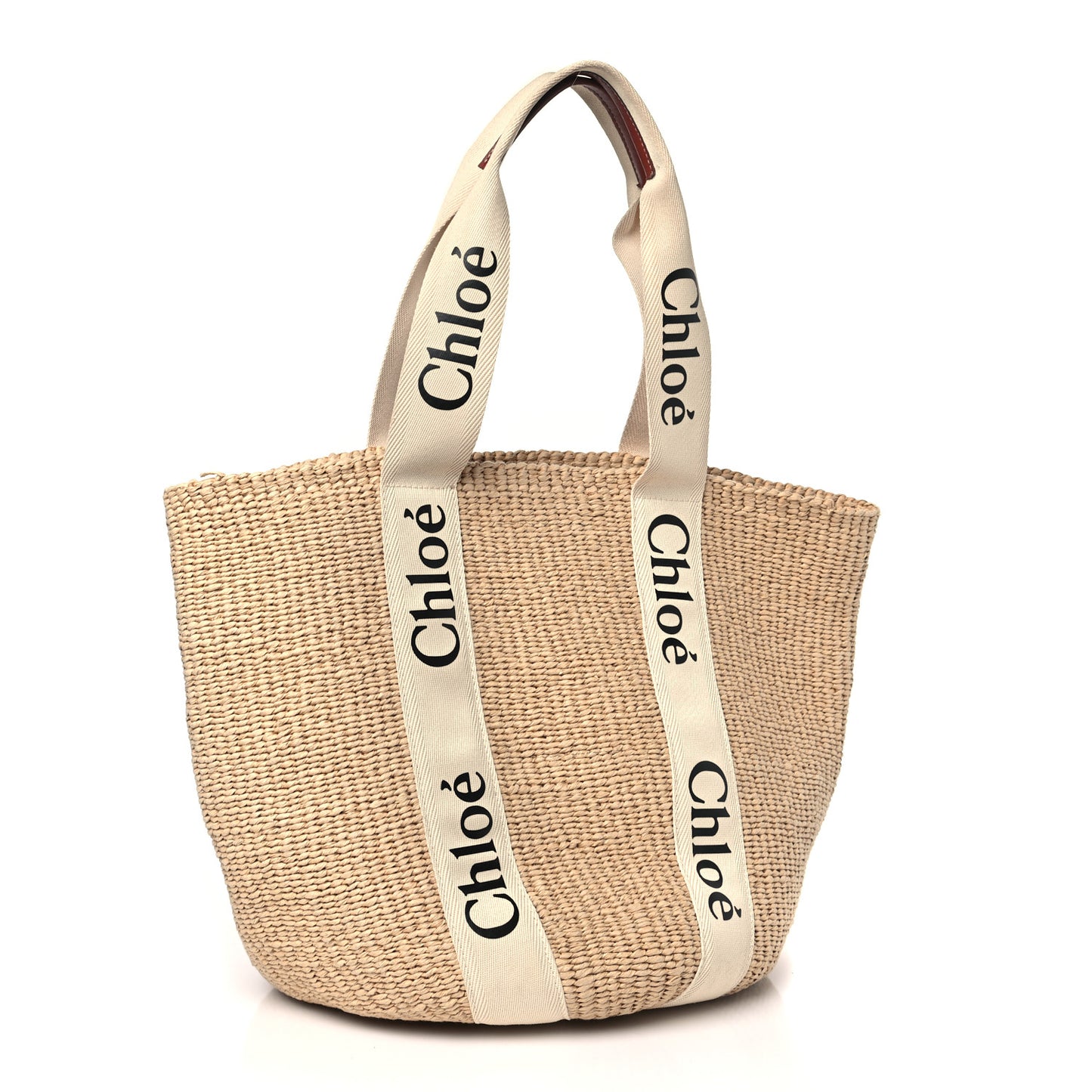 Raffia Large Woody Basket Bag White