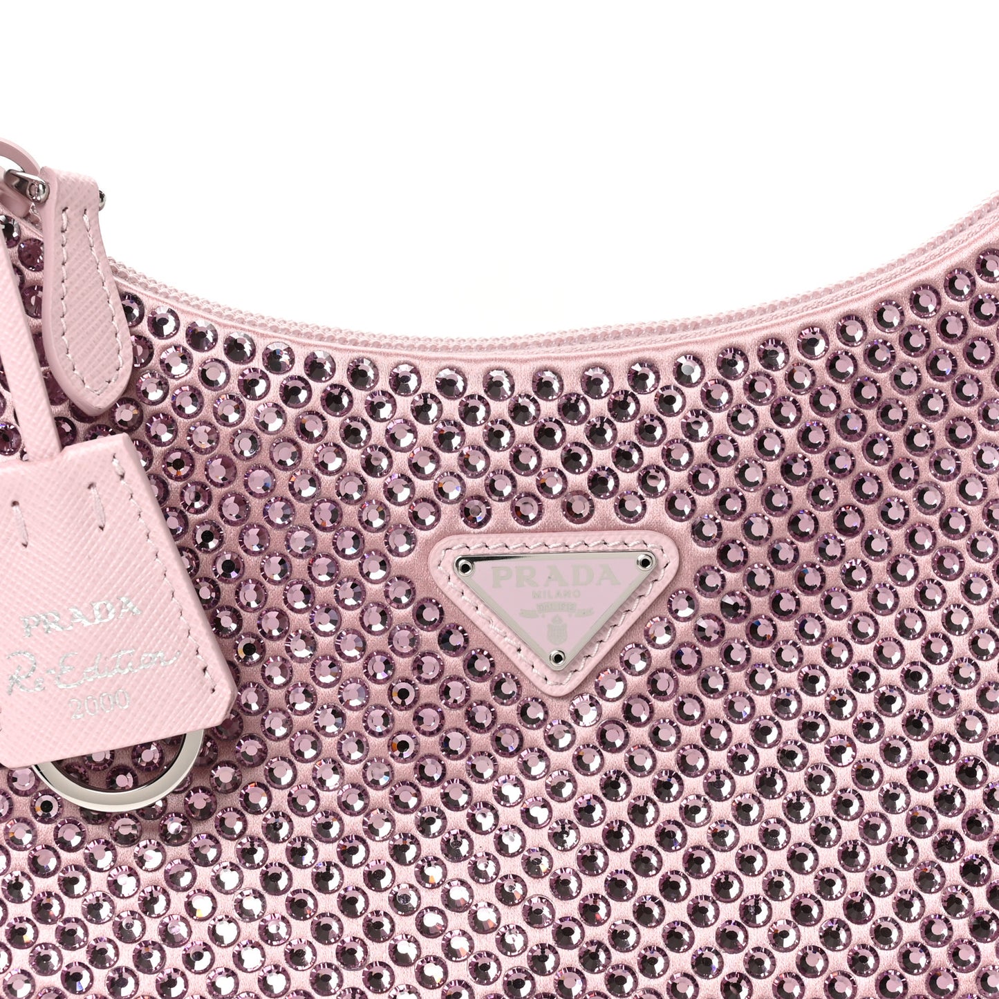 Satin Crystal Mini Re-Edition 2000 Bag Alabastro