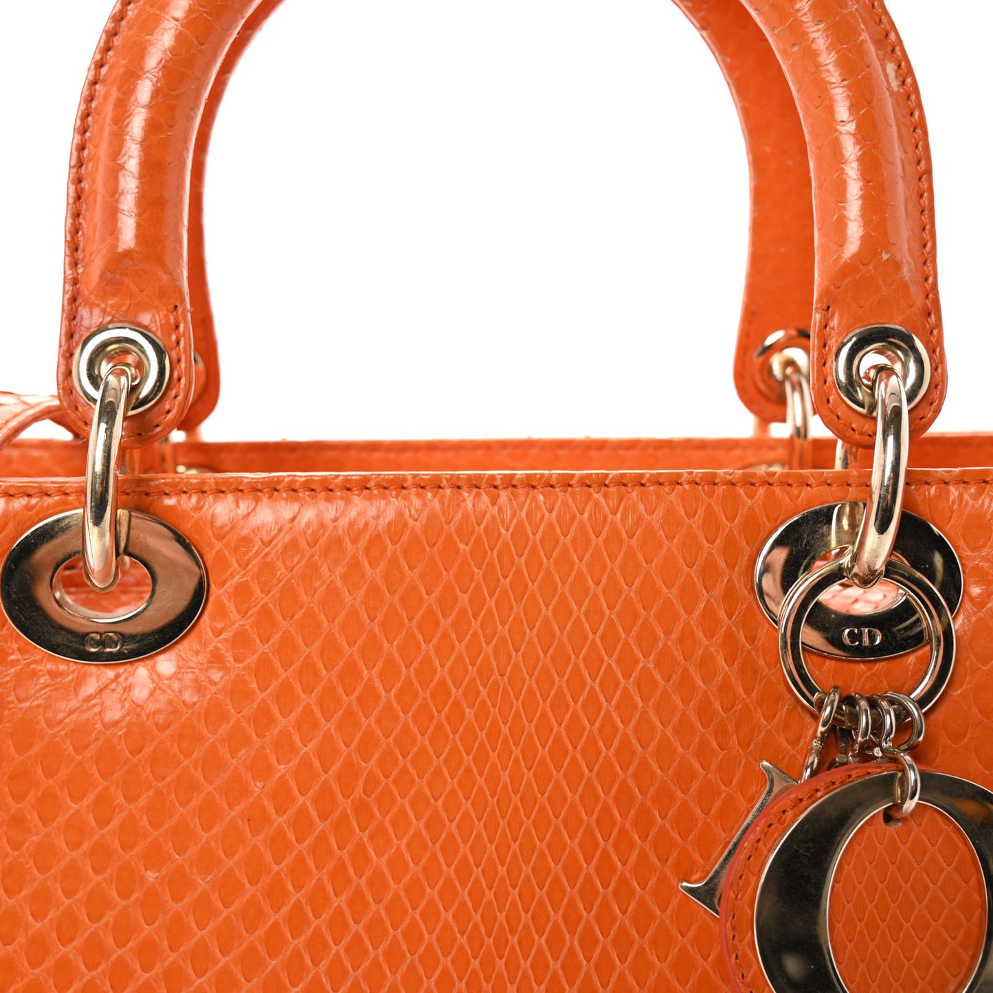 Snakeskin Medium Lady Dior Orange