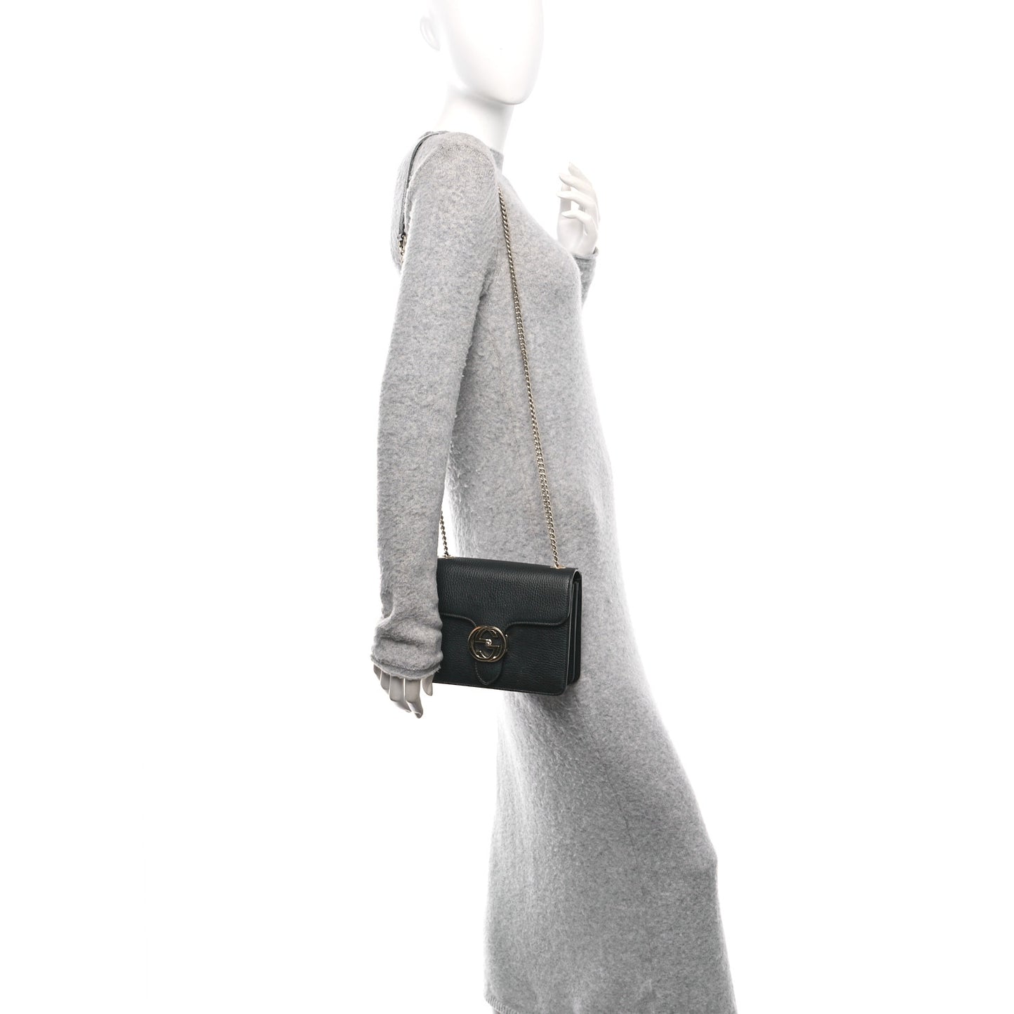 Dollar Calfskin Small Interlocking G Shoulder Bag Black