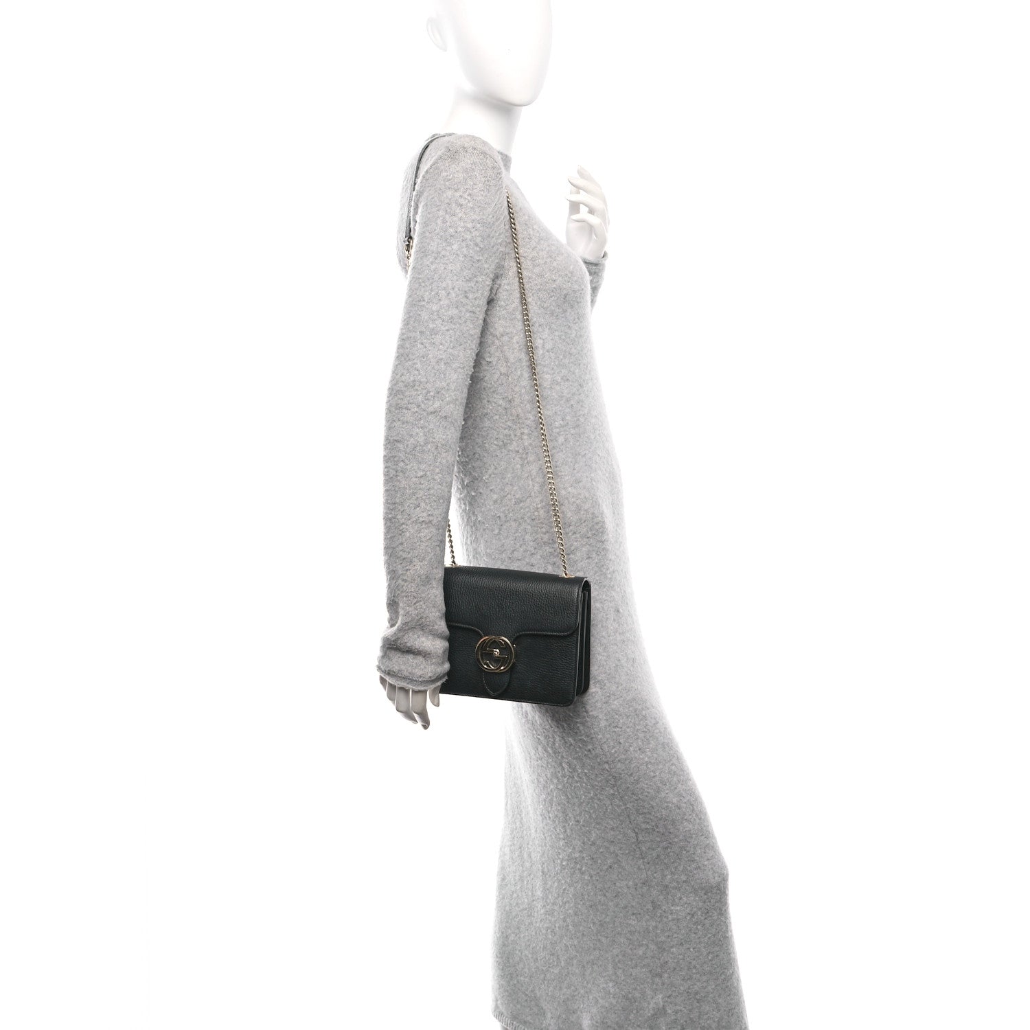 Gucci Dollar Calfskin Small Interlocking G Shoulder Bag Black 2 of 11