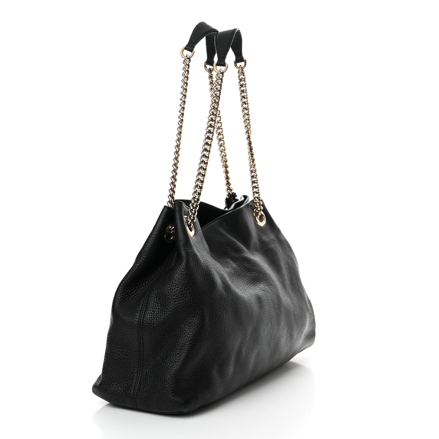 Pebbled Calfskin Medium Soho Chain Shoulder Bag Black