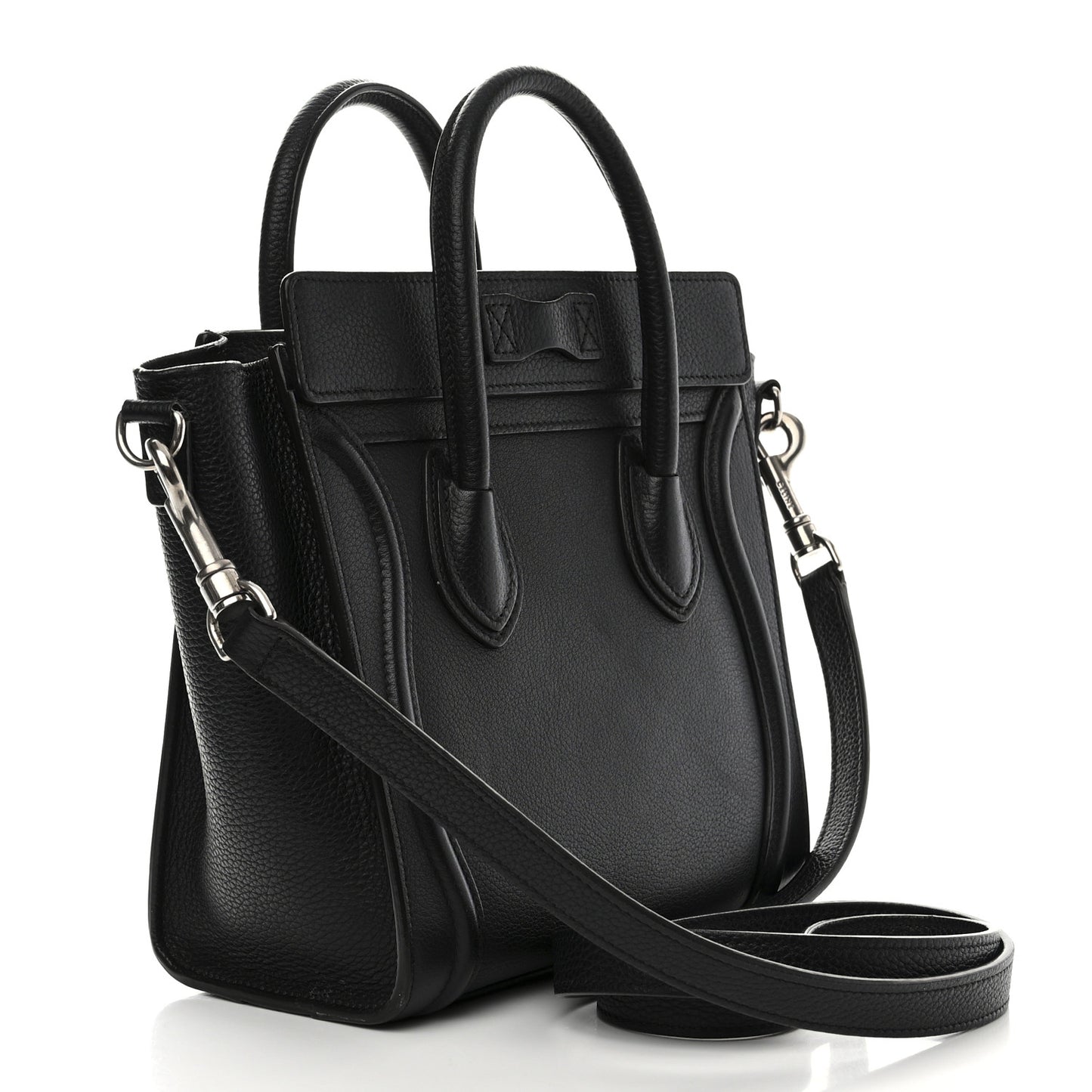 Drummed Calfskin Nano Luggage Black