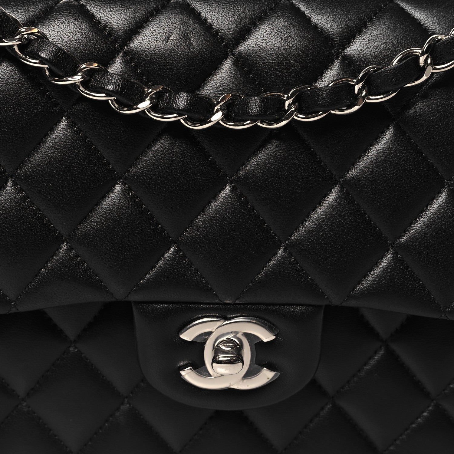 Chanel Lambskin Quilted Medium Double Flap Black 8 of 10