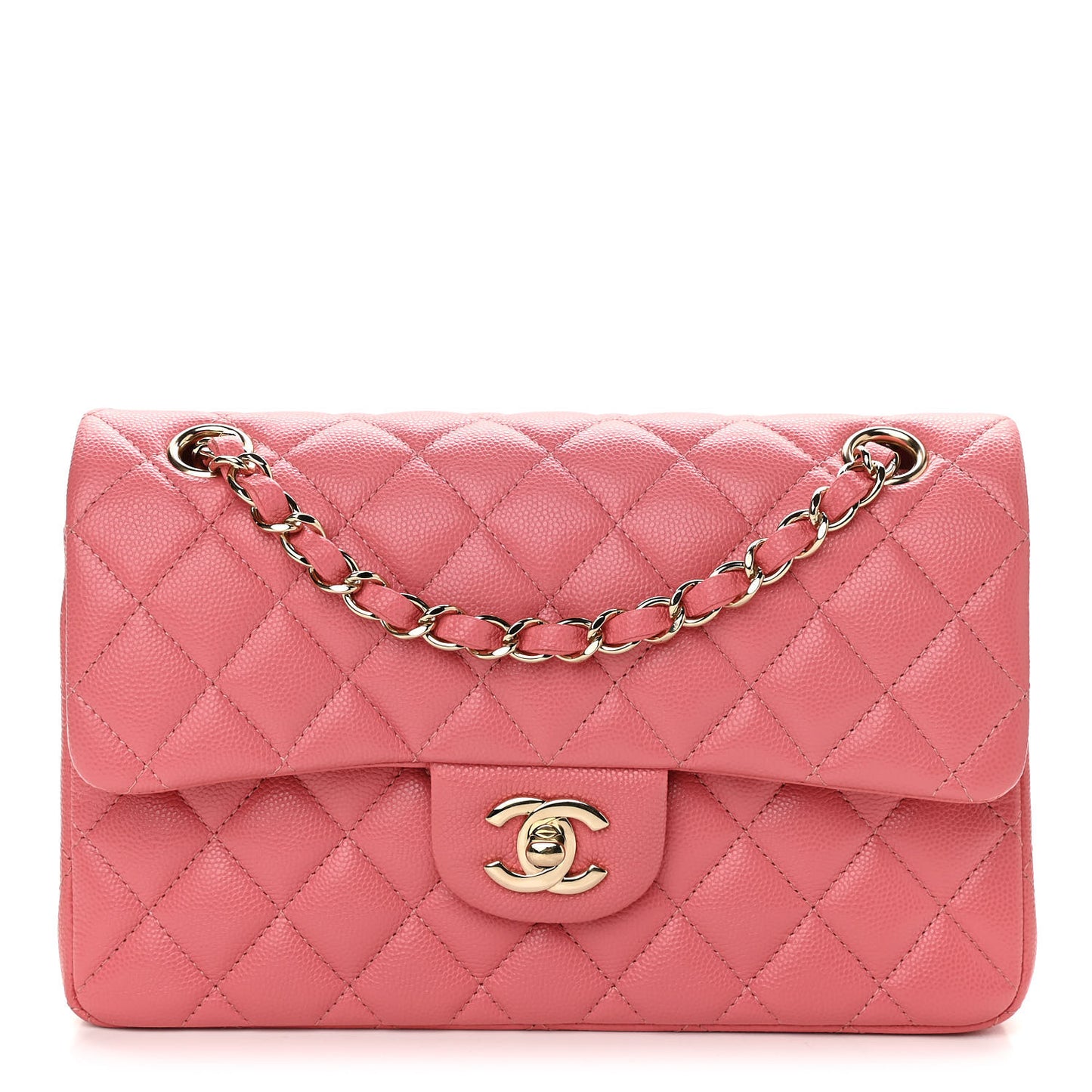 Caviar Quilted Small Double Flap Pink