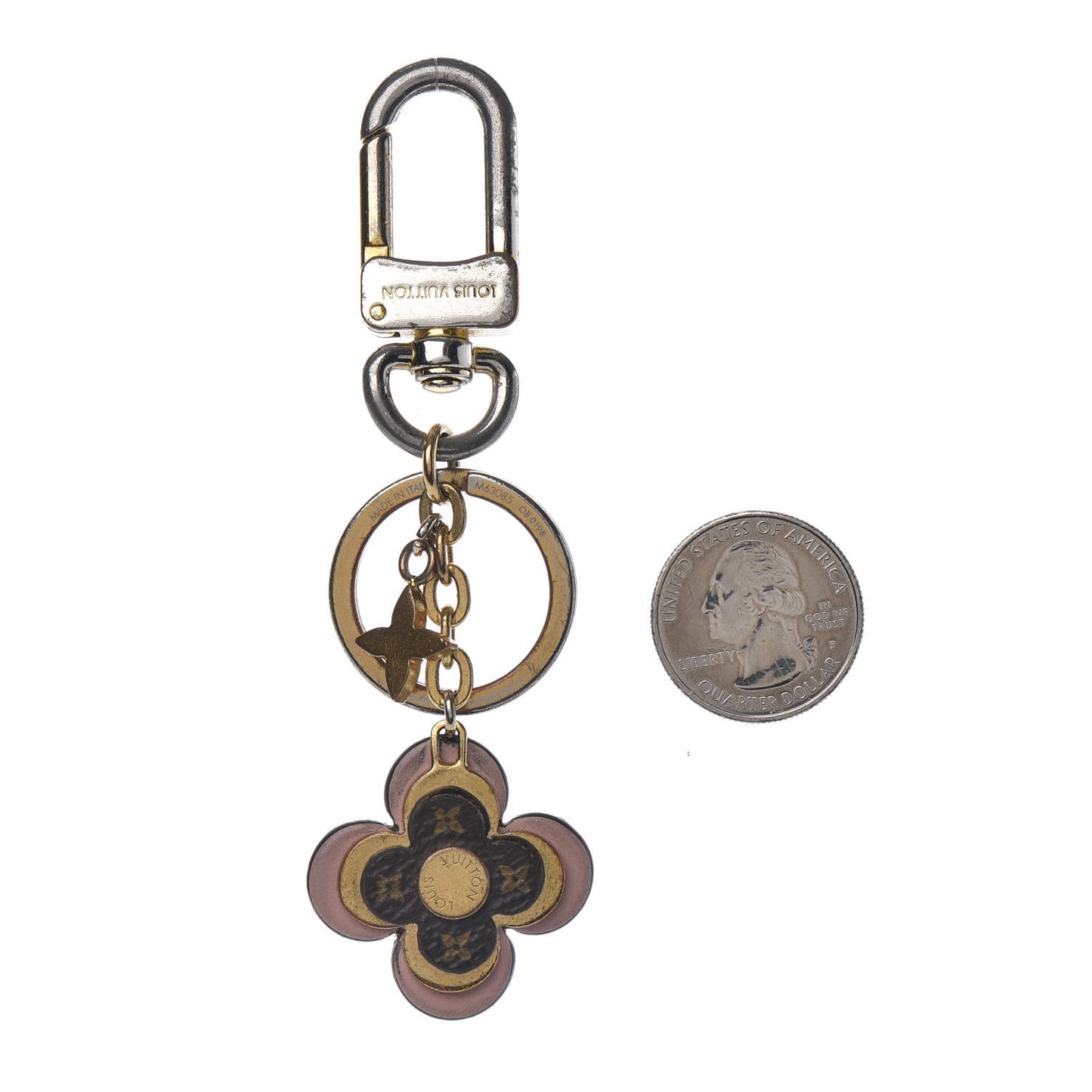 Monogram Blooming Flowers BB Bag Charm Key Holder Pink